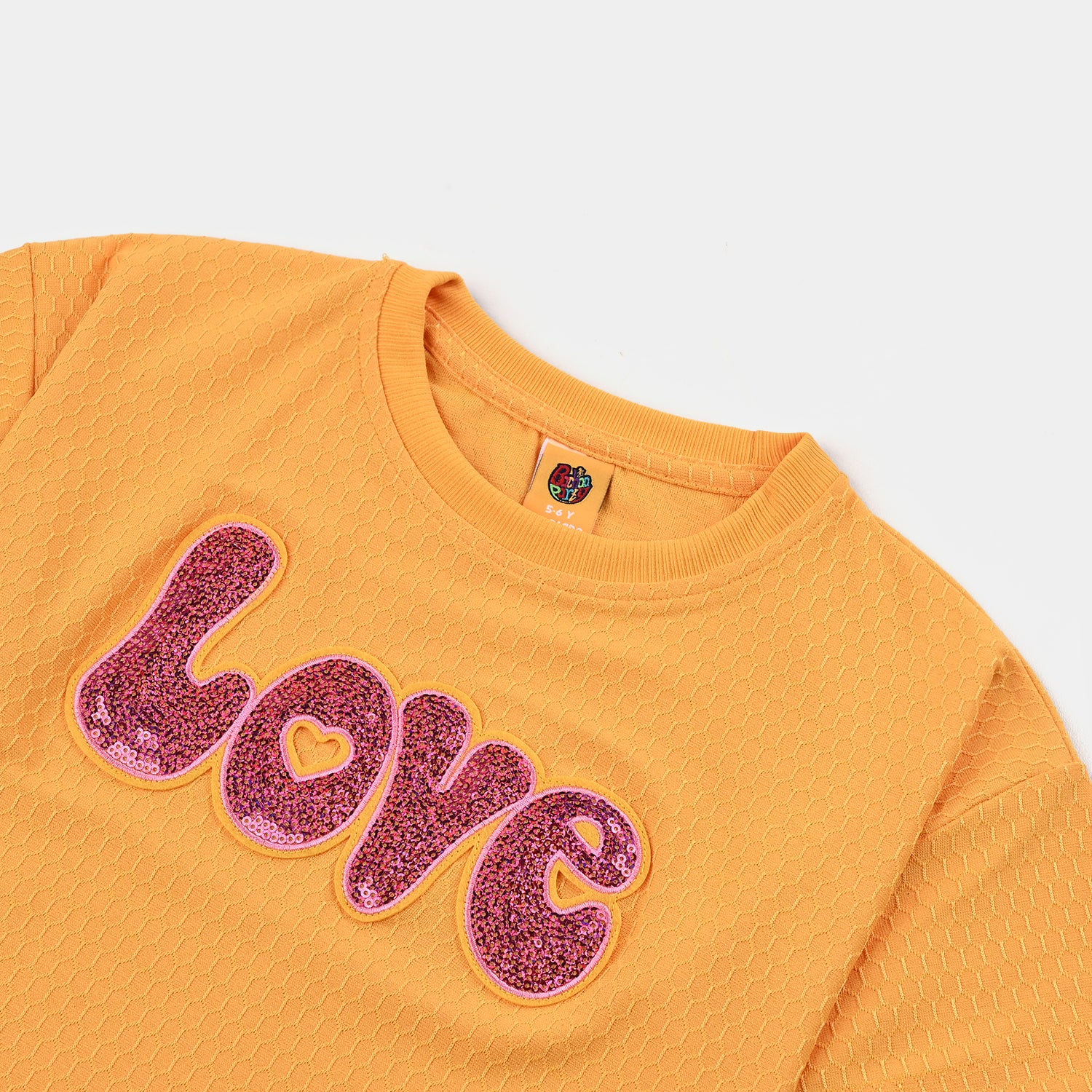Girls Jacquard T-Shirt (Love) - Yellow - Image 3