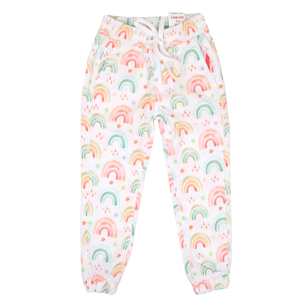 Girls Jegging Cotton Rainbow-White