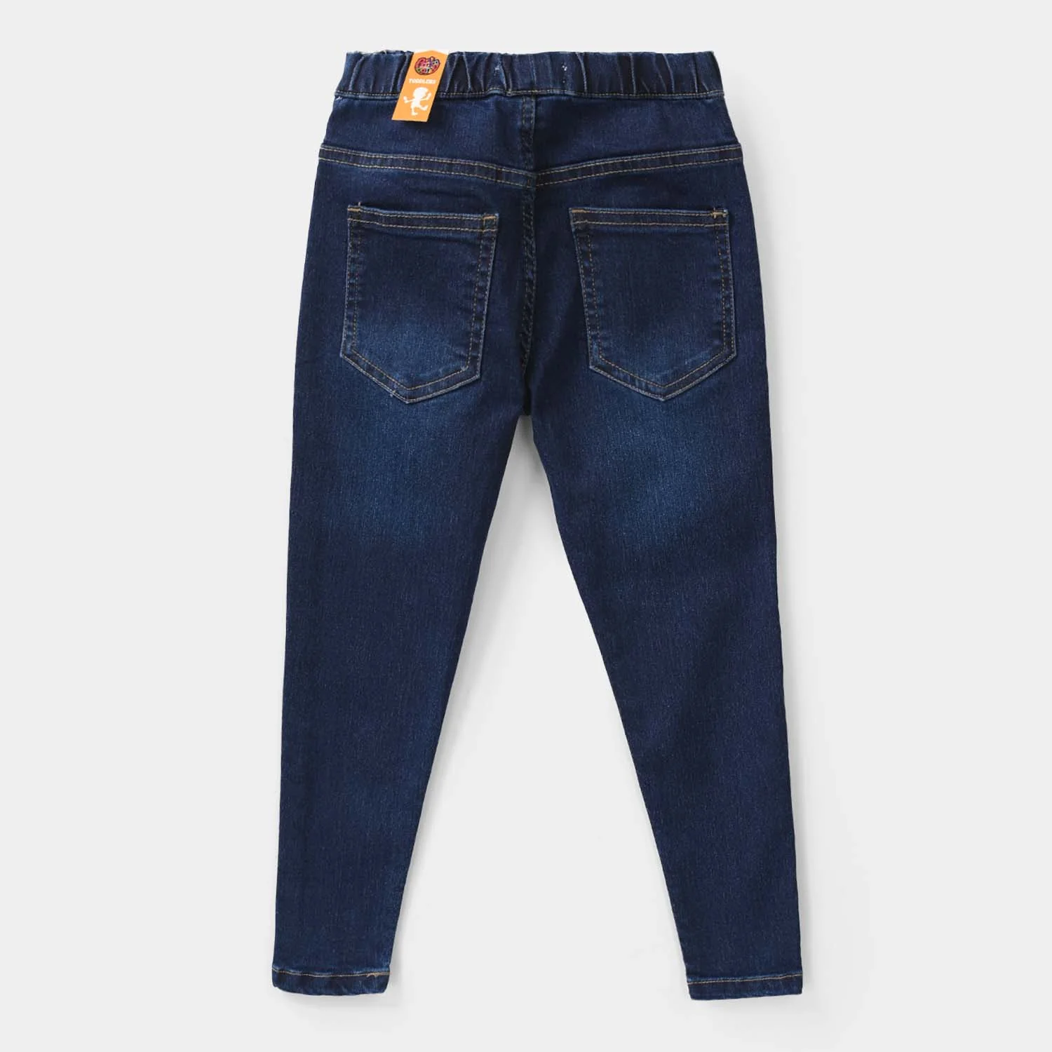 Girls Denim Stretch Jegging (Flower) - Dark Blue - Image 3