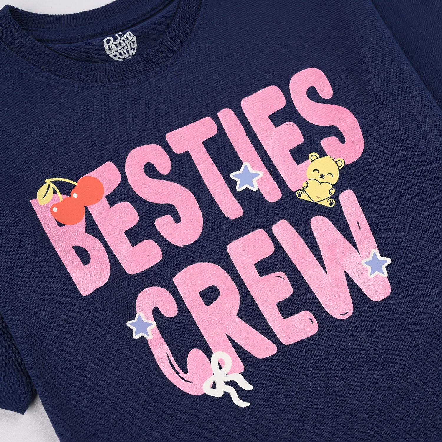 Girls Jersey/Terry 2-Piece Suit (Besties Crew) - Navy Blue - Image 3