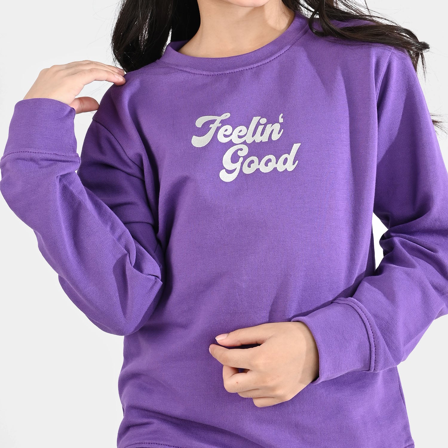 Girls Jersey/Terry 2 Piece Suit - Purple - Image 2