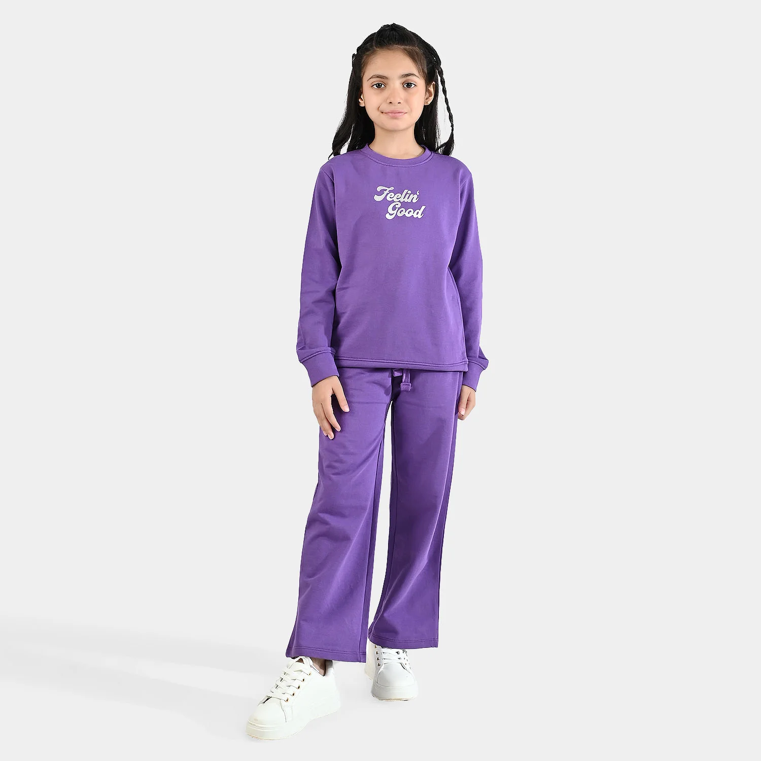 Girls Jersey/Terry 2 Piece Suit - Purple - Image 3