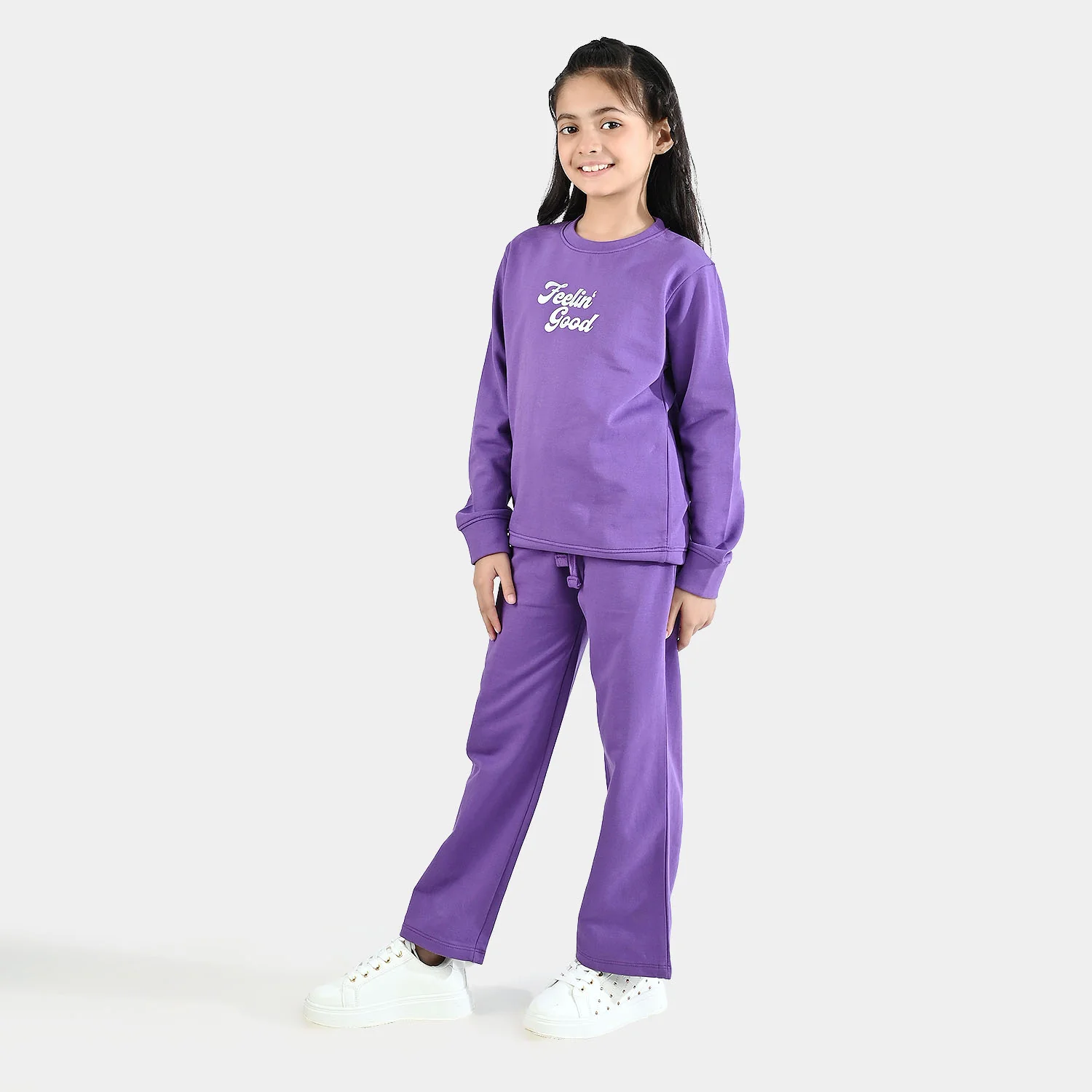 Girls Jersey/Terry 2 Piece Suit - Purple - Image 4