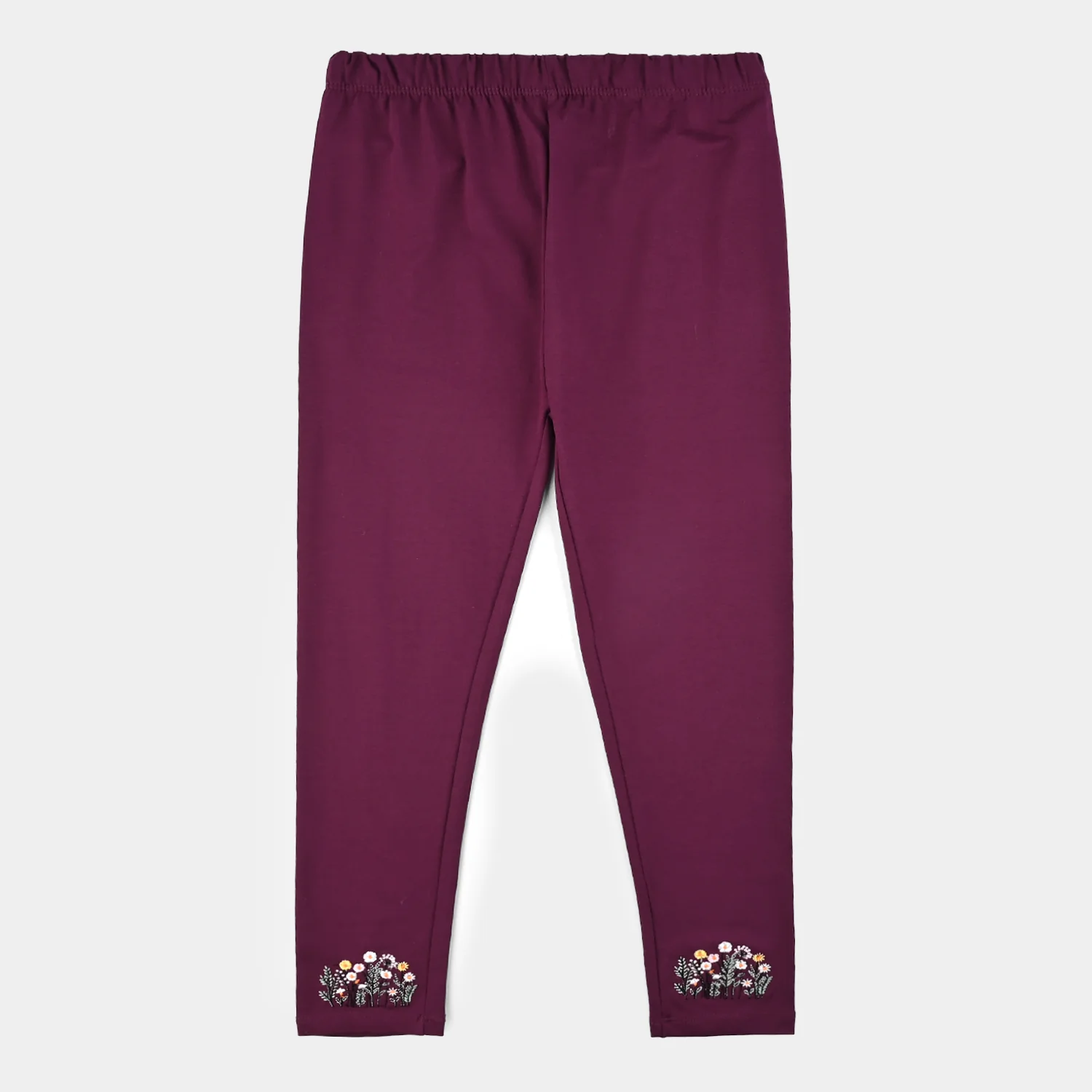 Girls Jersey/Terry Embroidered Tights - Purple/Magenta