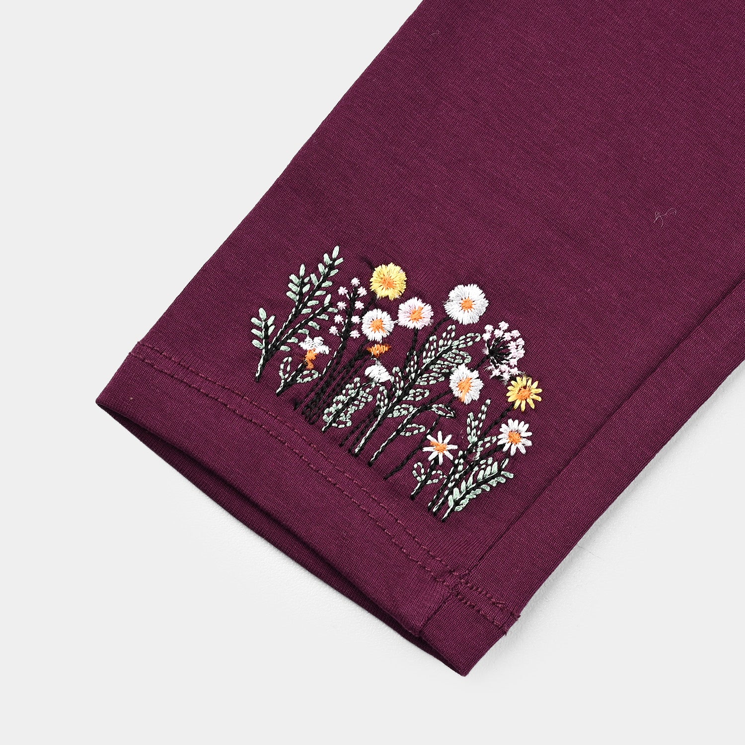 Girls Jersey/Terry Embroidered Tights - Purple/Magenta - Image 3