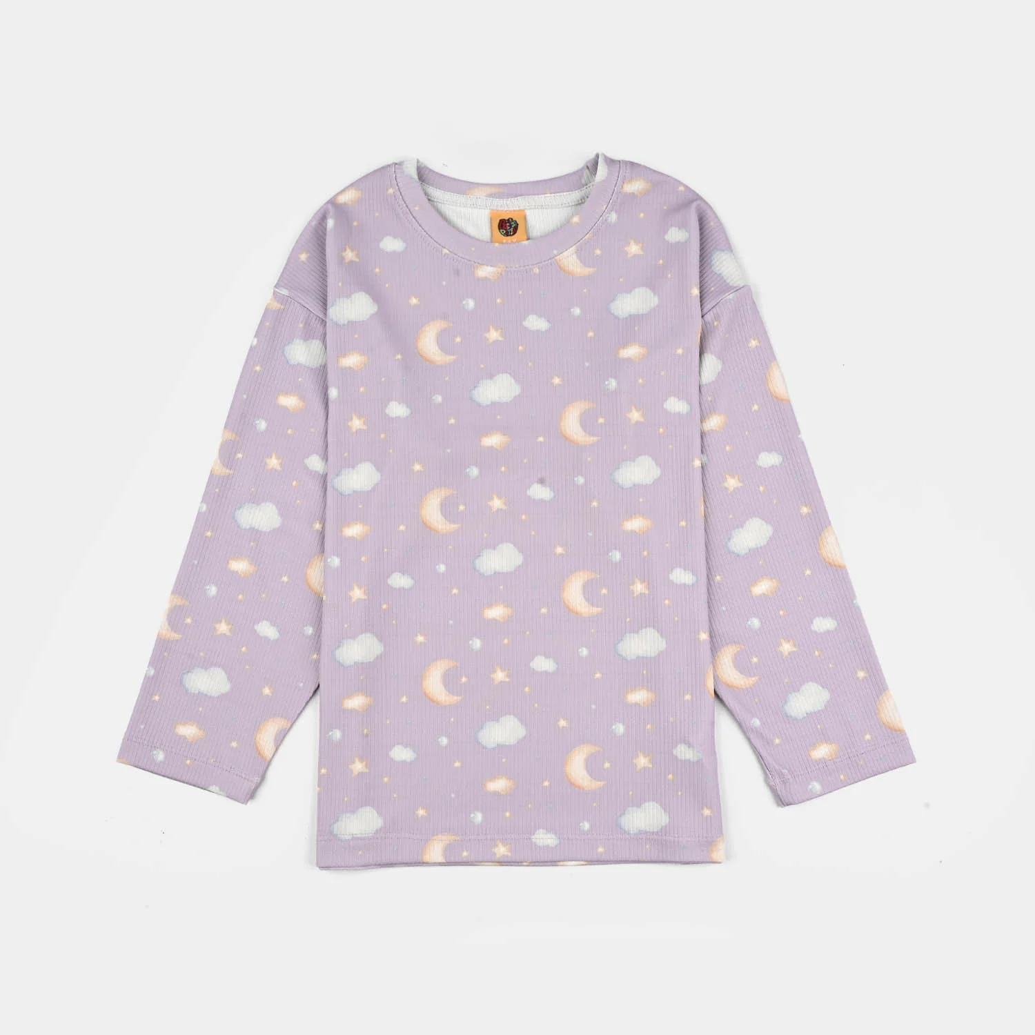 Girls Jersey/Terry Night Suit Moon & Cloud-Purple - Image 2