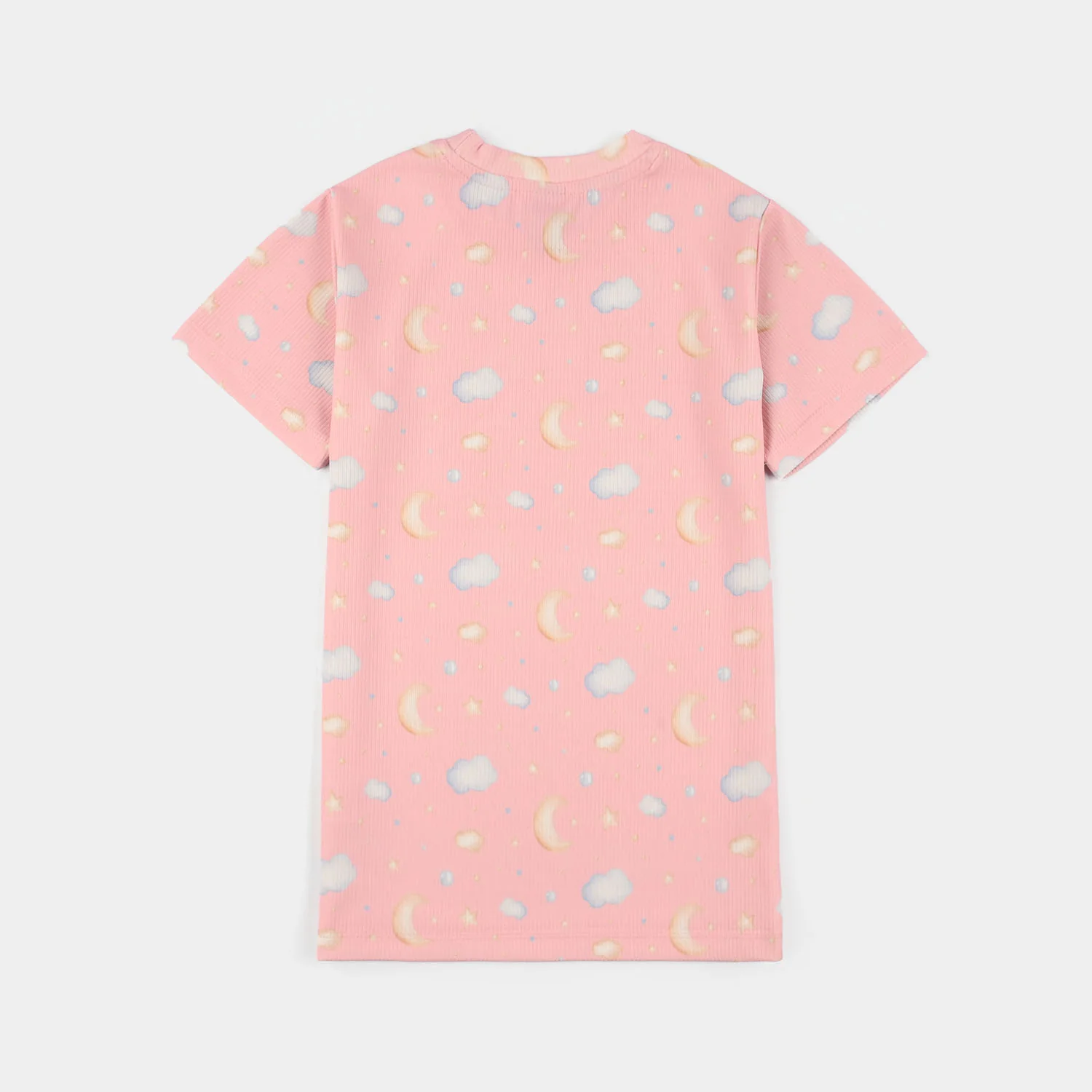 Girls Jersey/Terry Night Suit (Star & Moon) – Pink - Image 3