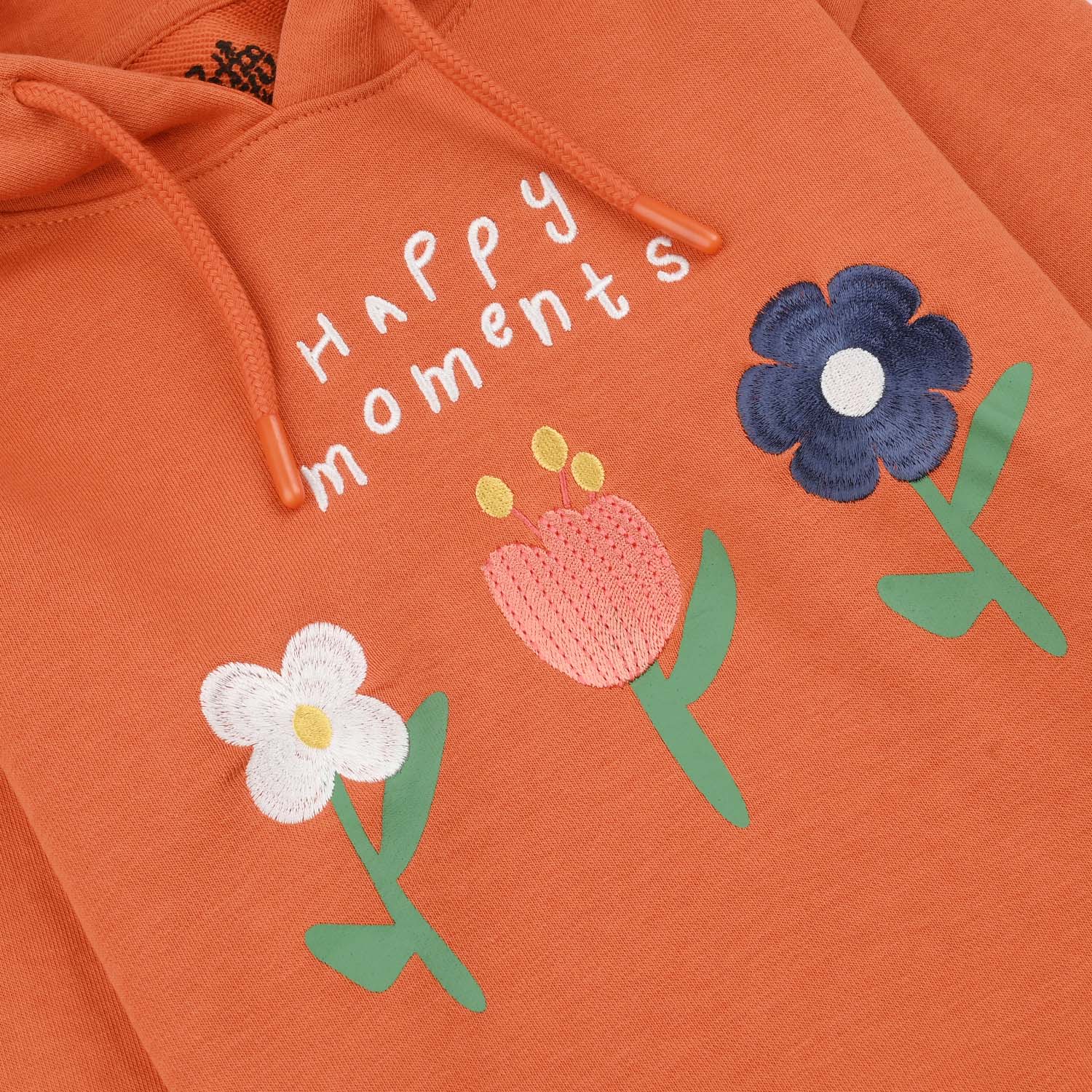 Girls Jersey/Terry Pullover Hoodie Happy Moments-Orange - Image 2