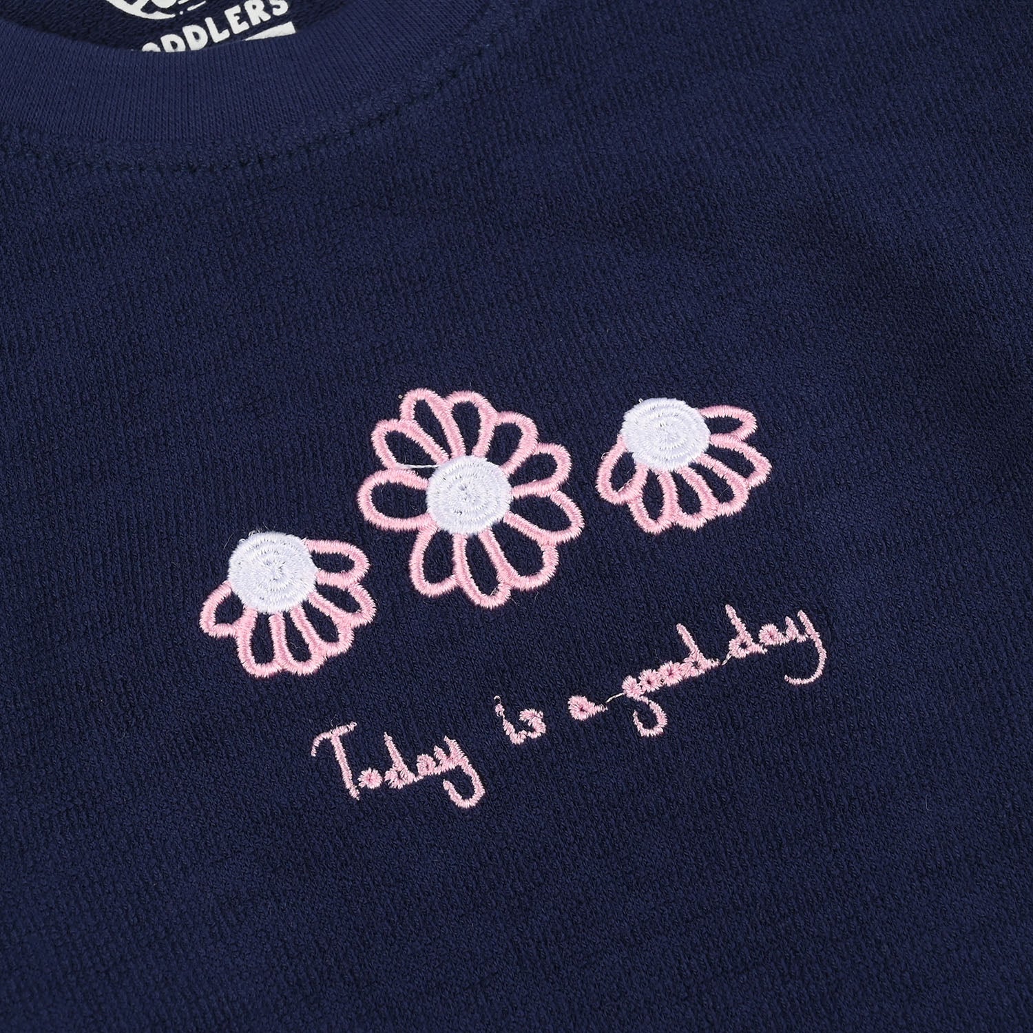 Girls Jersey/Terry S&P T-Shirt (Half Sleeve Good Day) – Navy Blue - Image 2