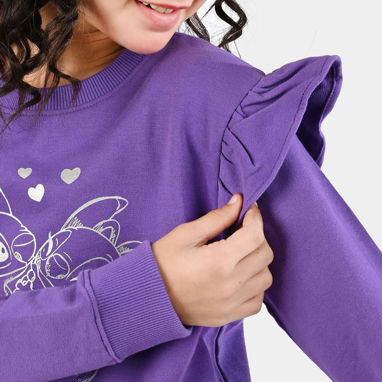 Girls Jersey/Terry Sweatshirt Stitch - Purple - Image 3