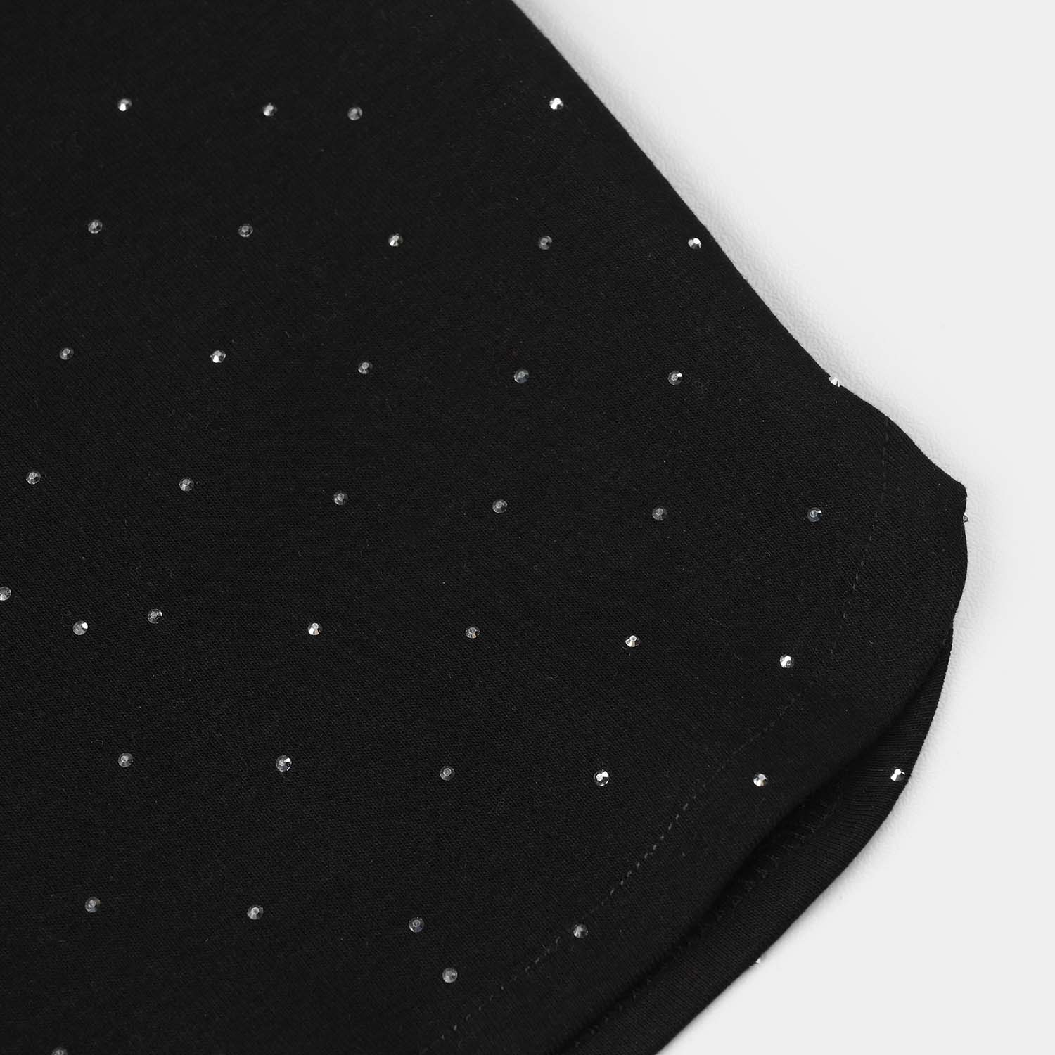 Girls Jersey/Terry T-Shirt (Silver Stud) - Black - Image 3