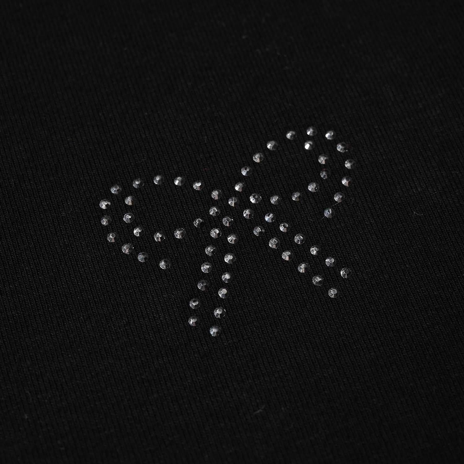 Girls Jersey/Terry T-Shirt (Bow Stud) – Black - Image 3
