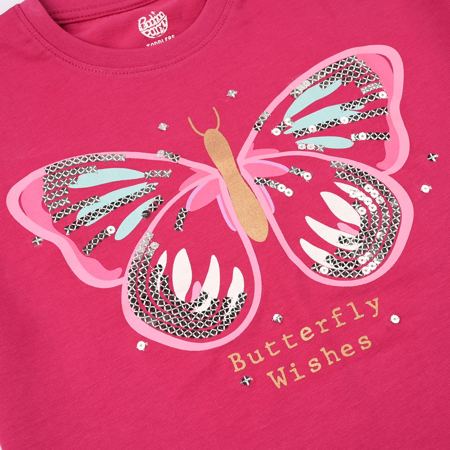 Girls Jersey/Terry T-Shirt (Butterfly Wishes) – Vivacious/Pink - Image 2