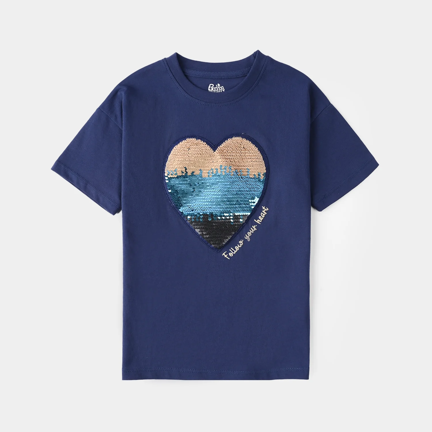 Girls Jersey/Terry T-Shirt - Navy Blue