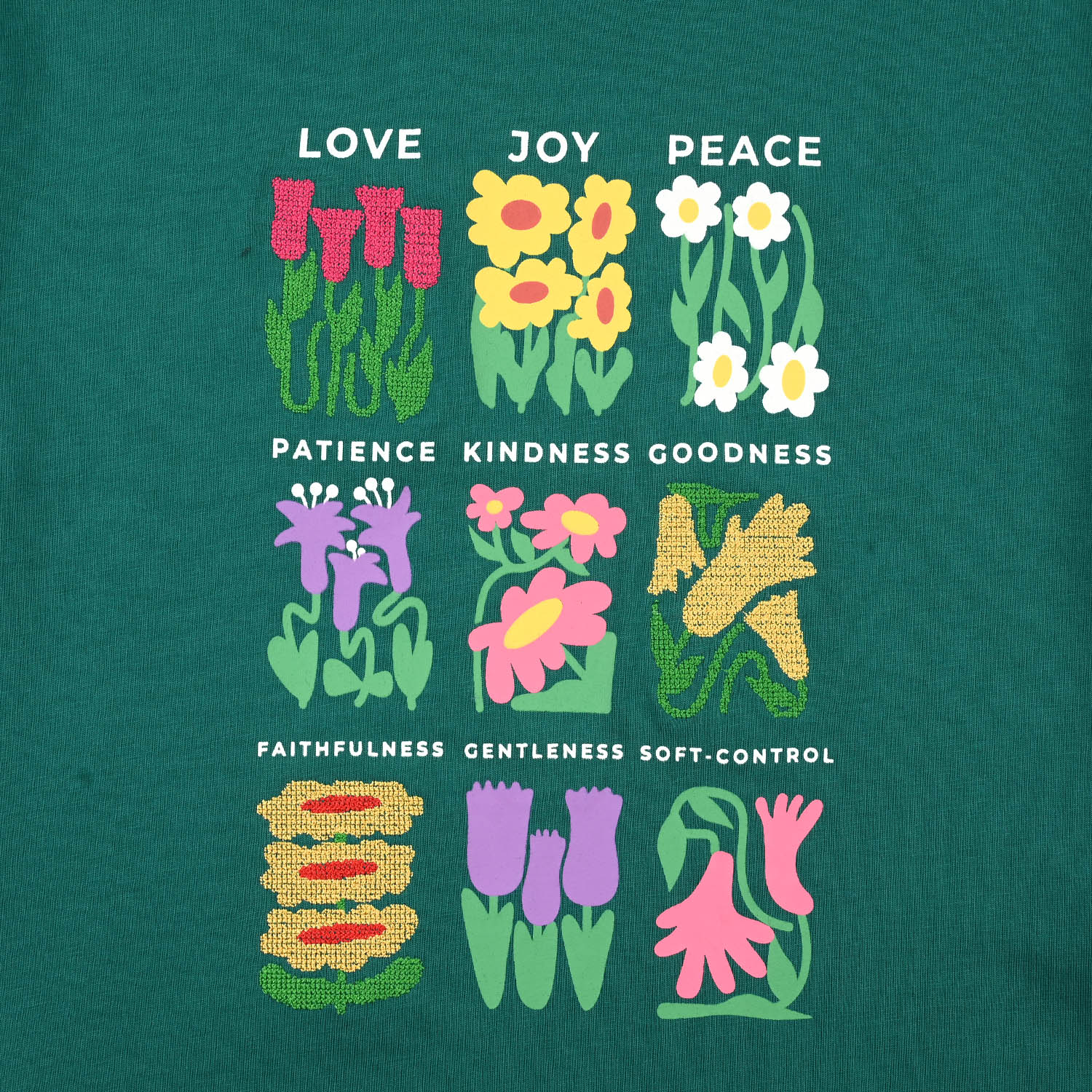 Girls Jersey/Terry T-Shirt (Love Joy Peace) - Green - Image 2