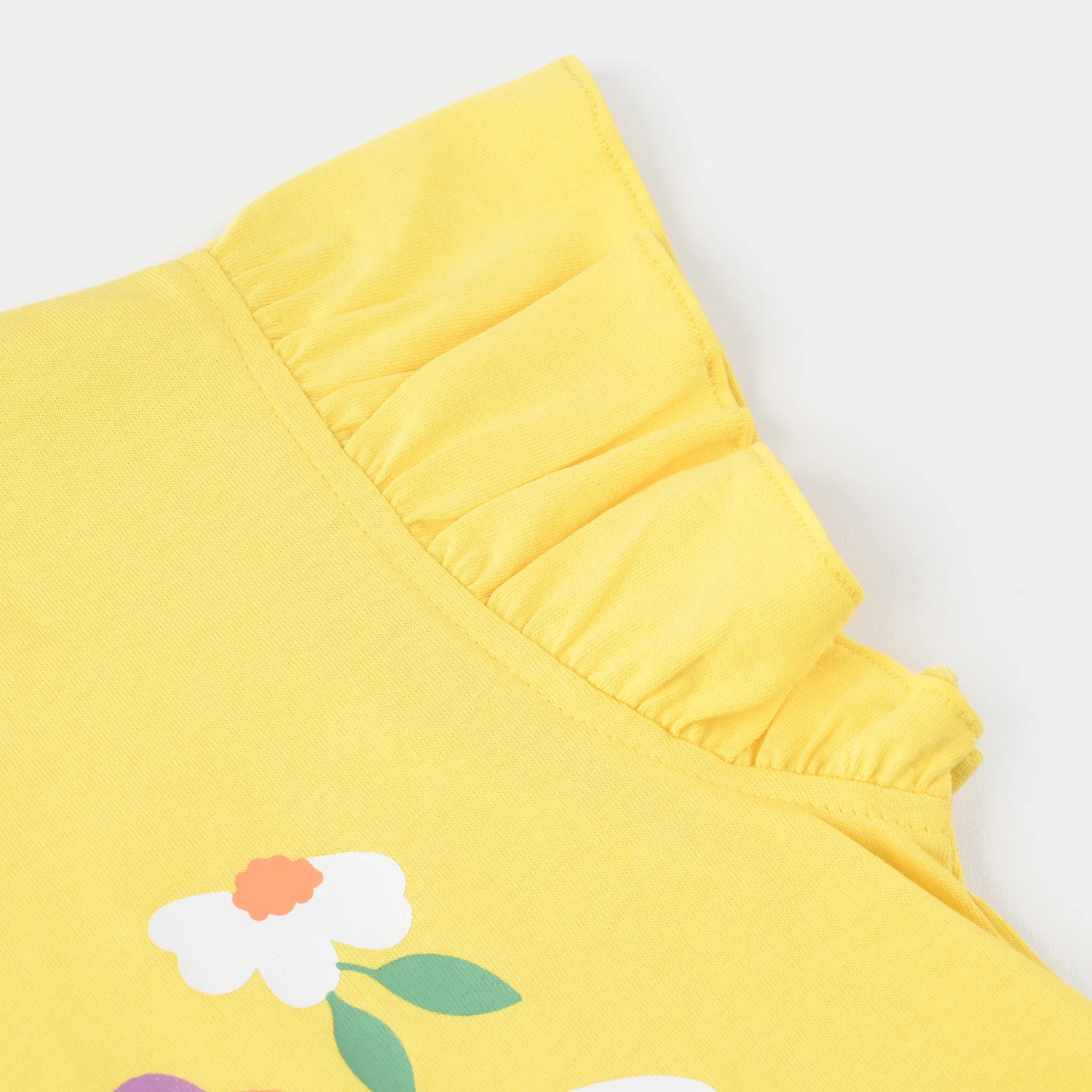Girls Jersey/Terry T-Shirt (FLOWERS) - Lemon/Yellow - Image 3