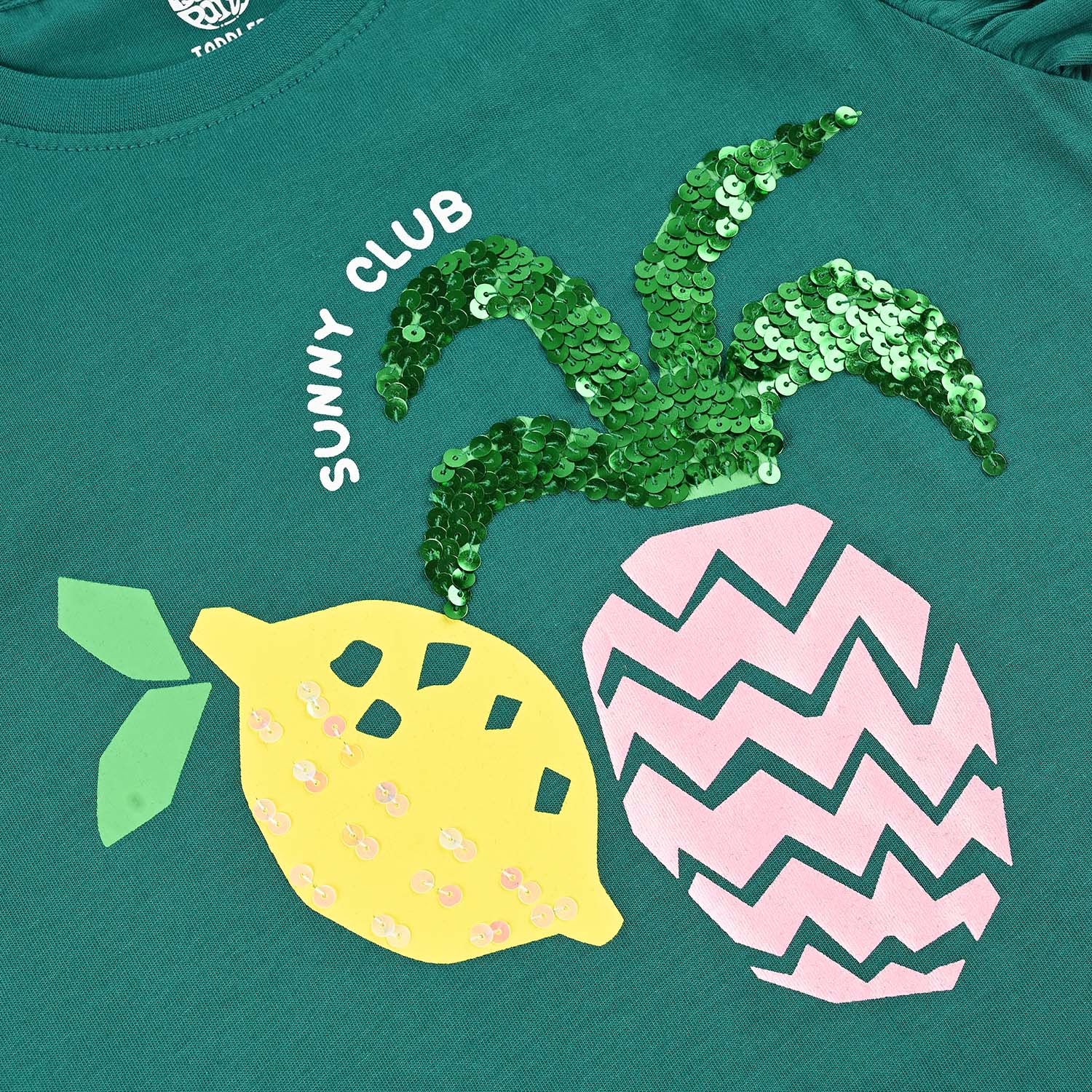 Girls Jersey/Terry T-Shirt (Sunny Club) - Green - Image 2
