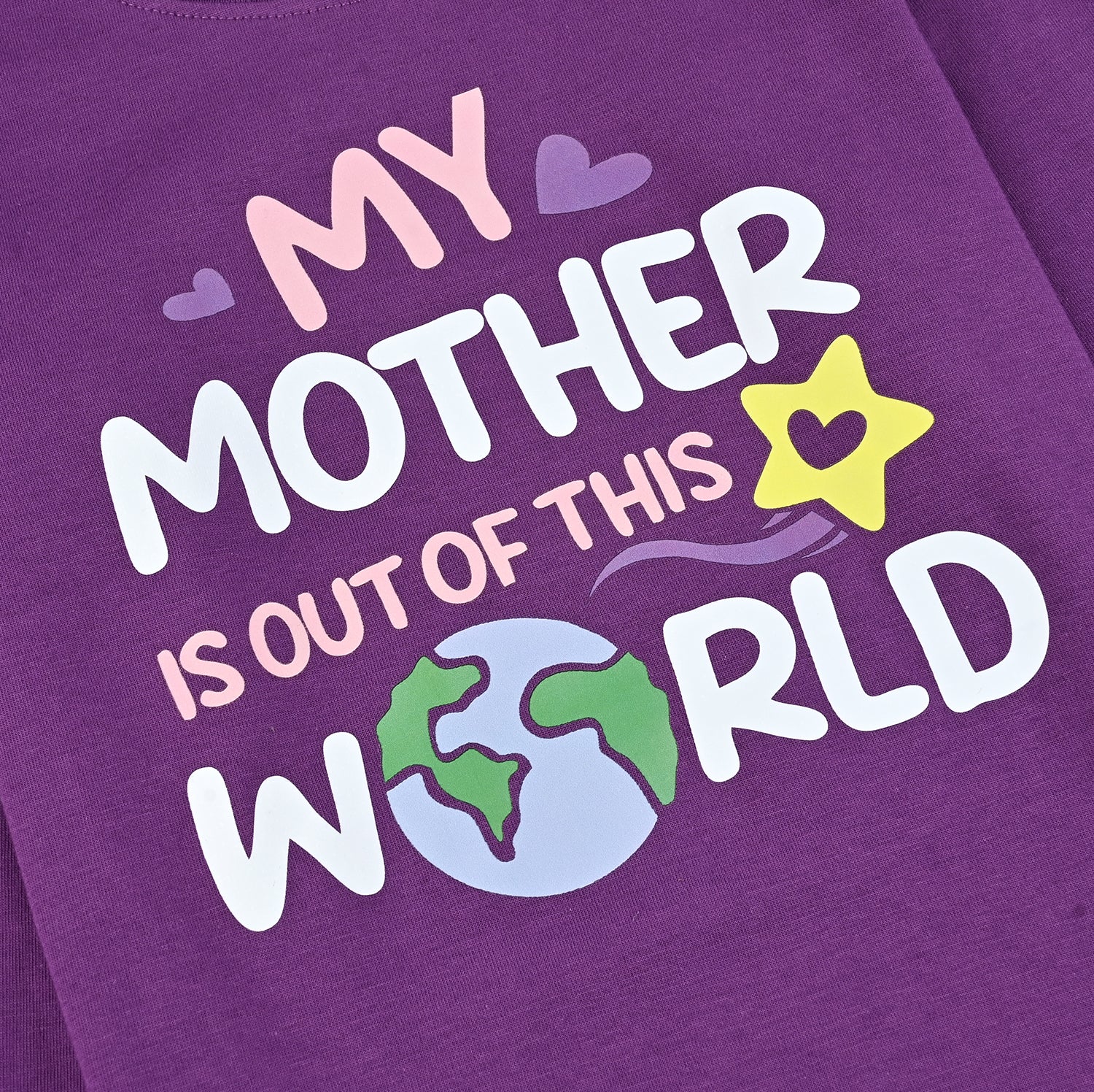 Girls Jersey/Terry T-Shirt My Mother Is Out Of This World-Purple Magic - Image 2