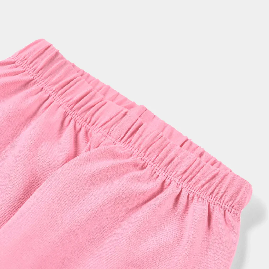 Girls Jersey/Terry Tights - Pink - Image 2