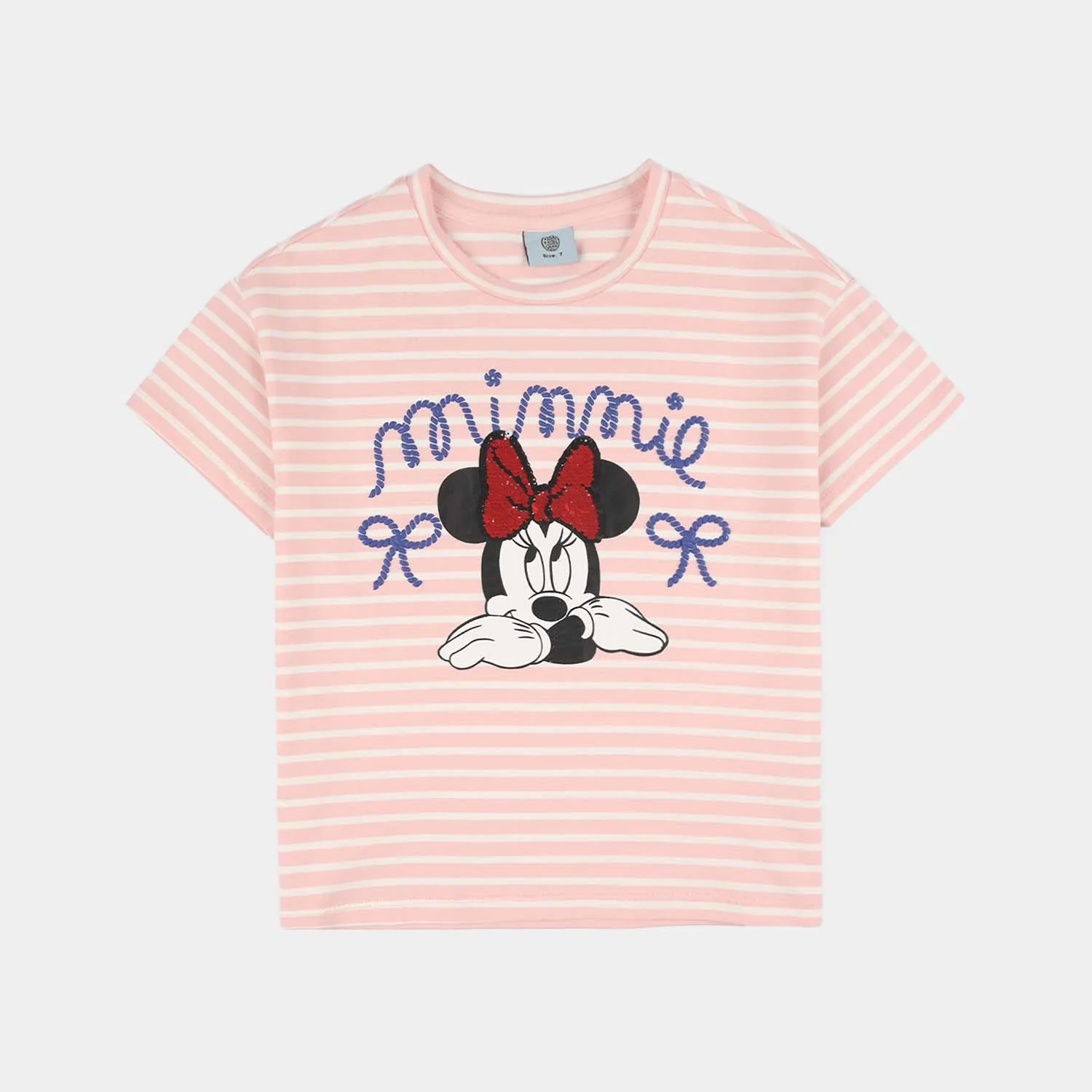 Girls Yarn Dyed Lycra Jersey T-Shirt (Character) - Pink/Peach
