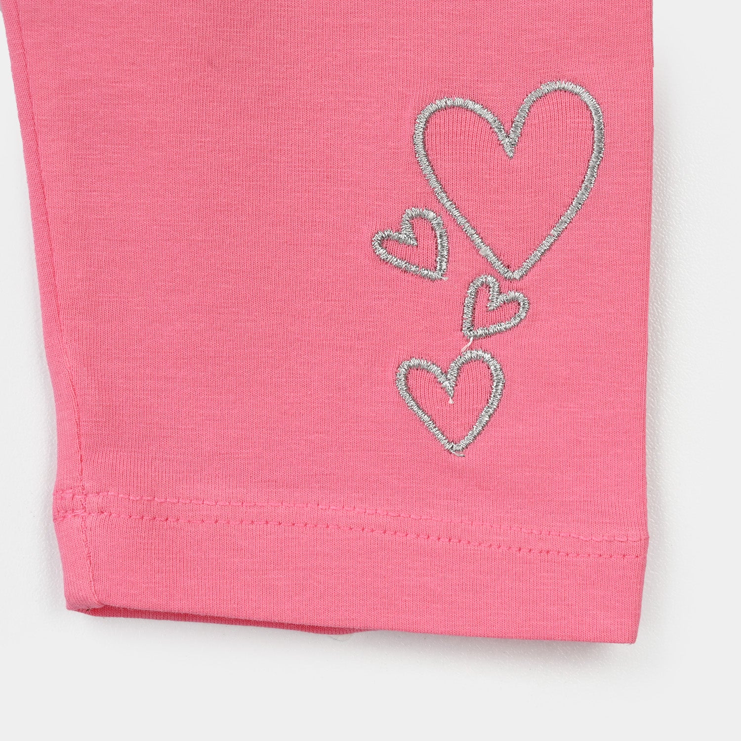 Girls Lycra Jersey Tights (Pink Silver Heart) – Pink - Image 3