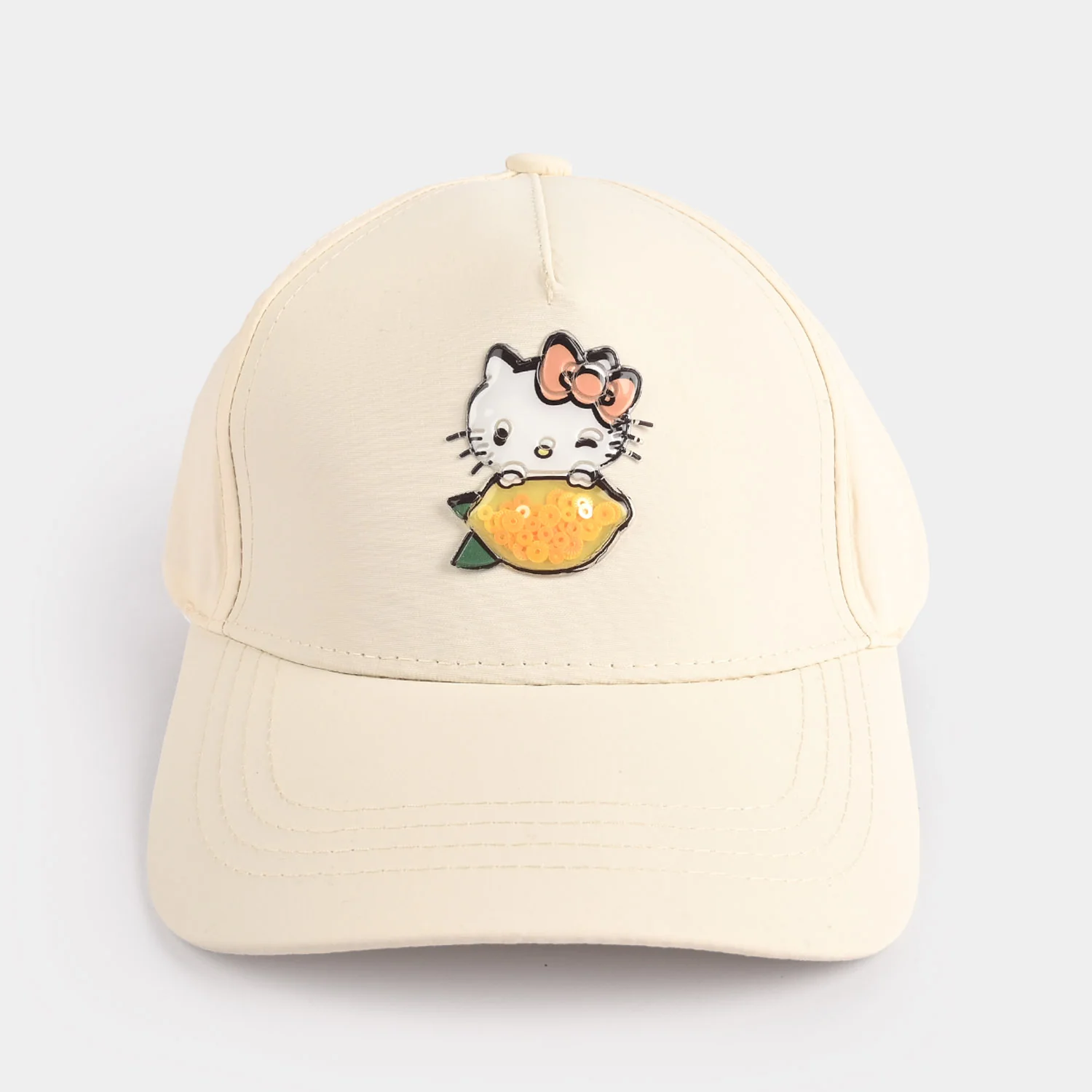 Girls Mix Taffeta Cap (Kitty) - White - Image 3