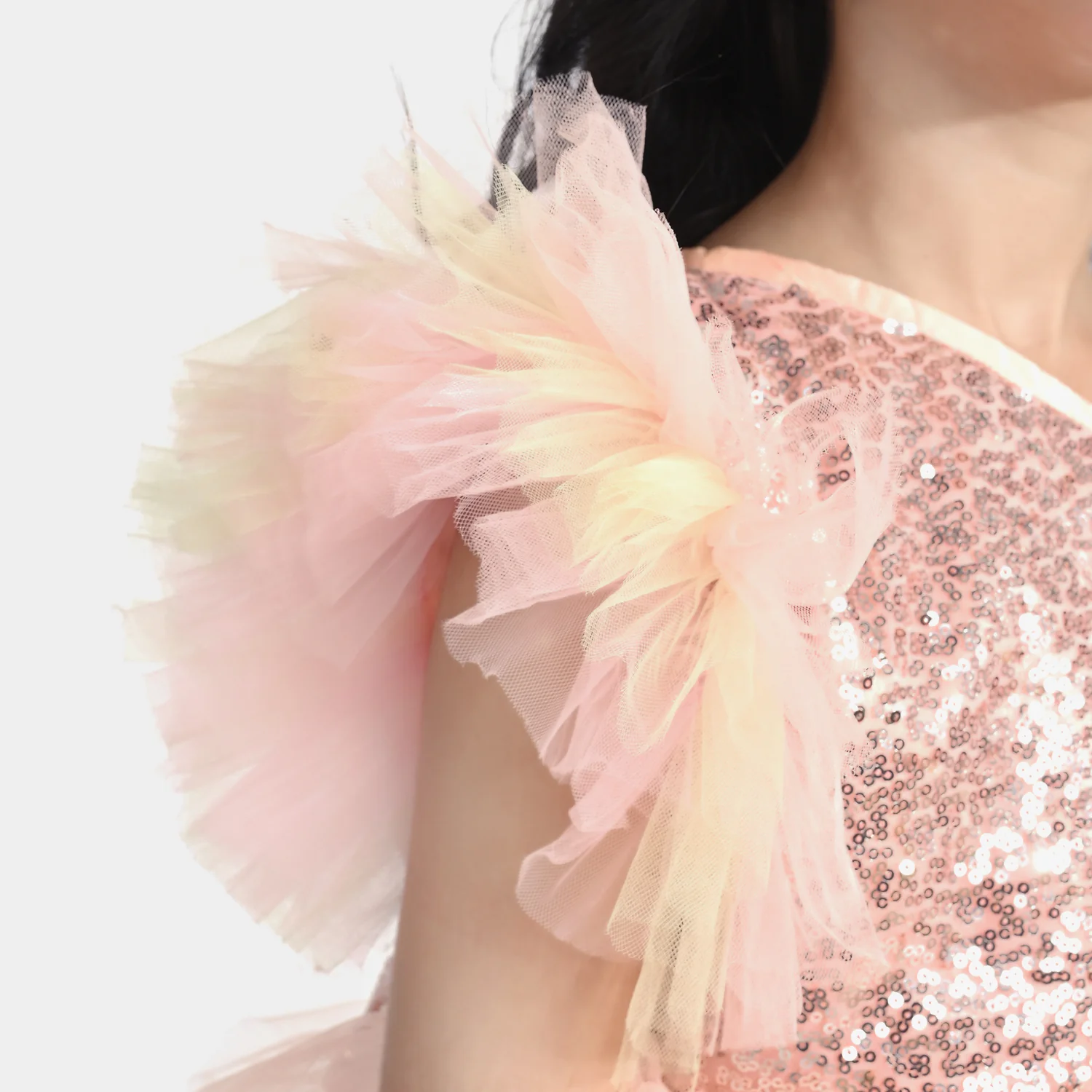 Girls Net Fancy Frock (Fairytale) - Peach - Image 2
