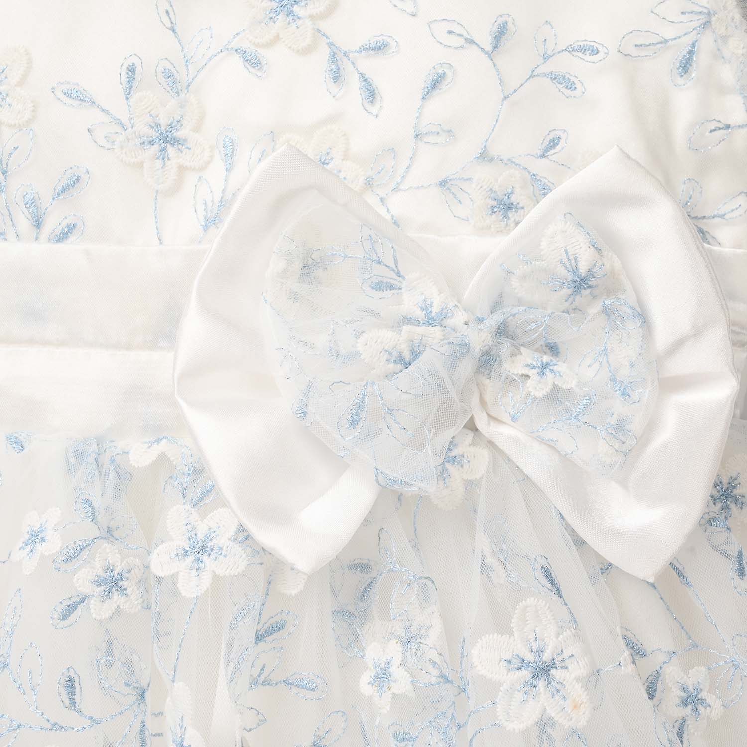 Girls Net Fancy Frock - White - Image 2