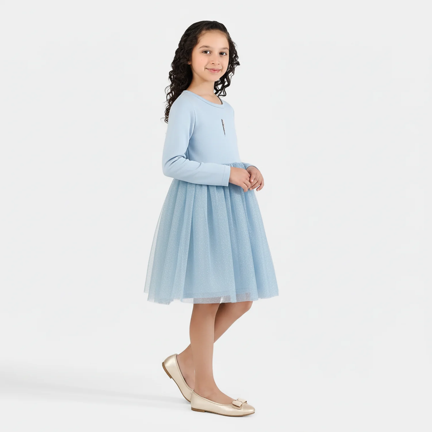 Girls Net Frock - Light Blue - Image 2