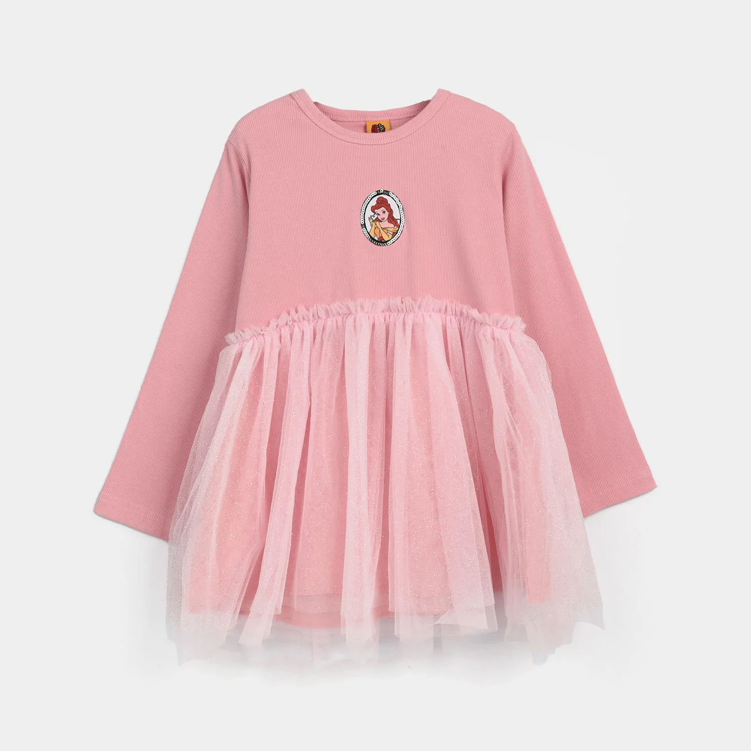 Girls Net Frock-Pink