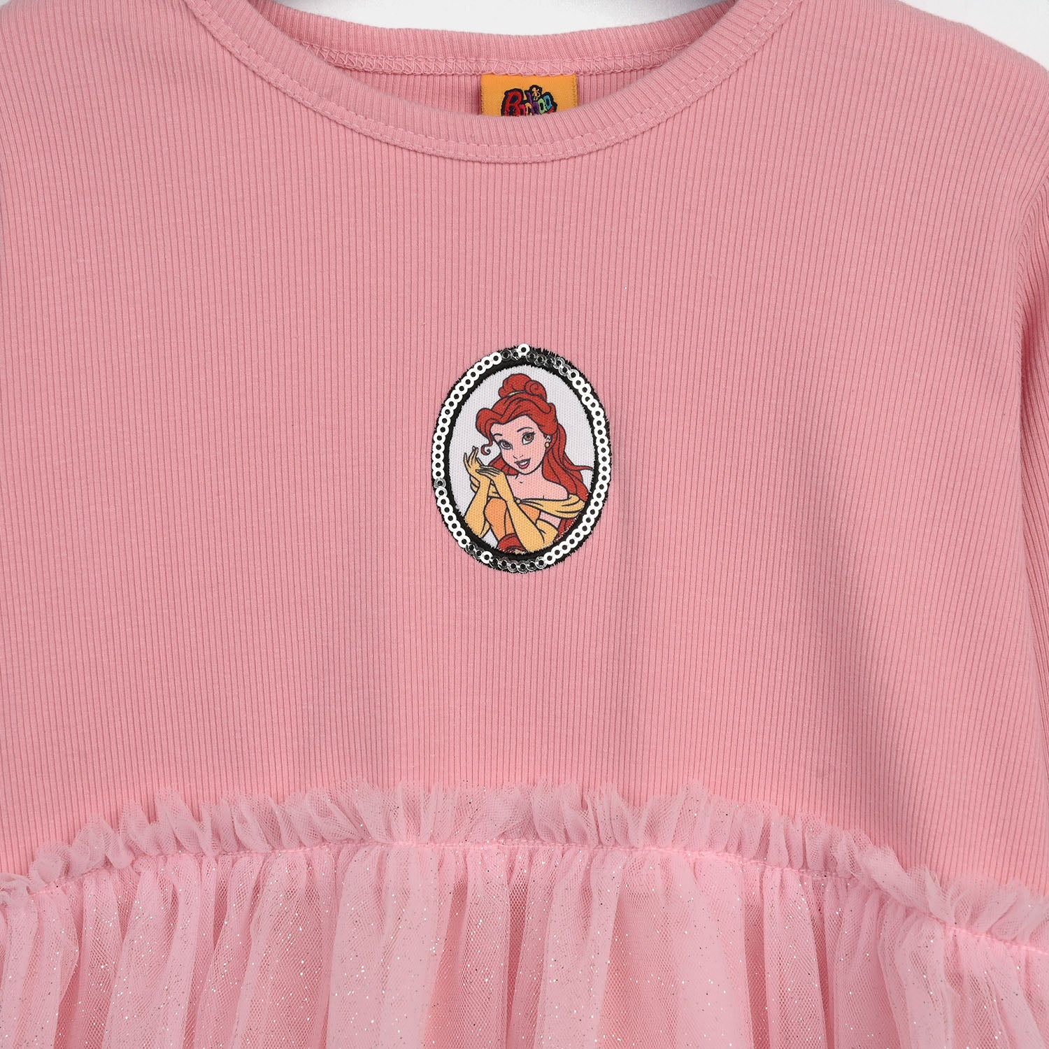 Girls Net Frock-Pink - Image 2