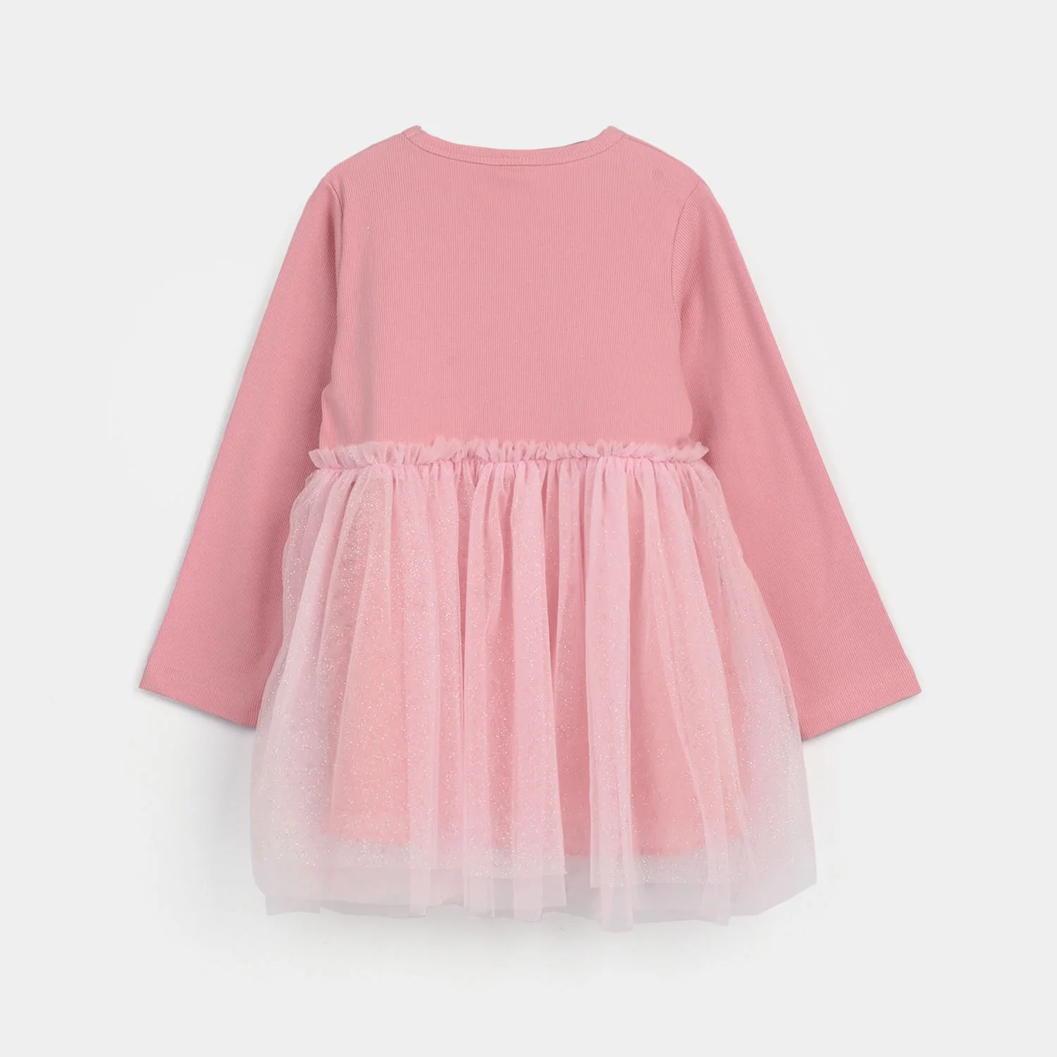 Girls Net Frock-Pink - Image 4