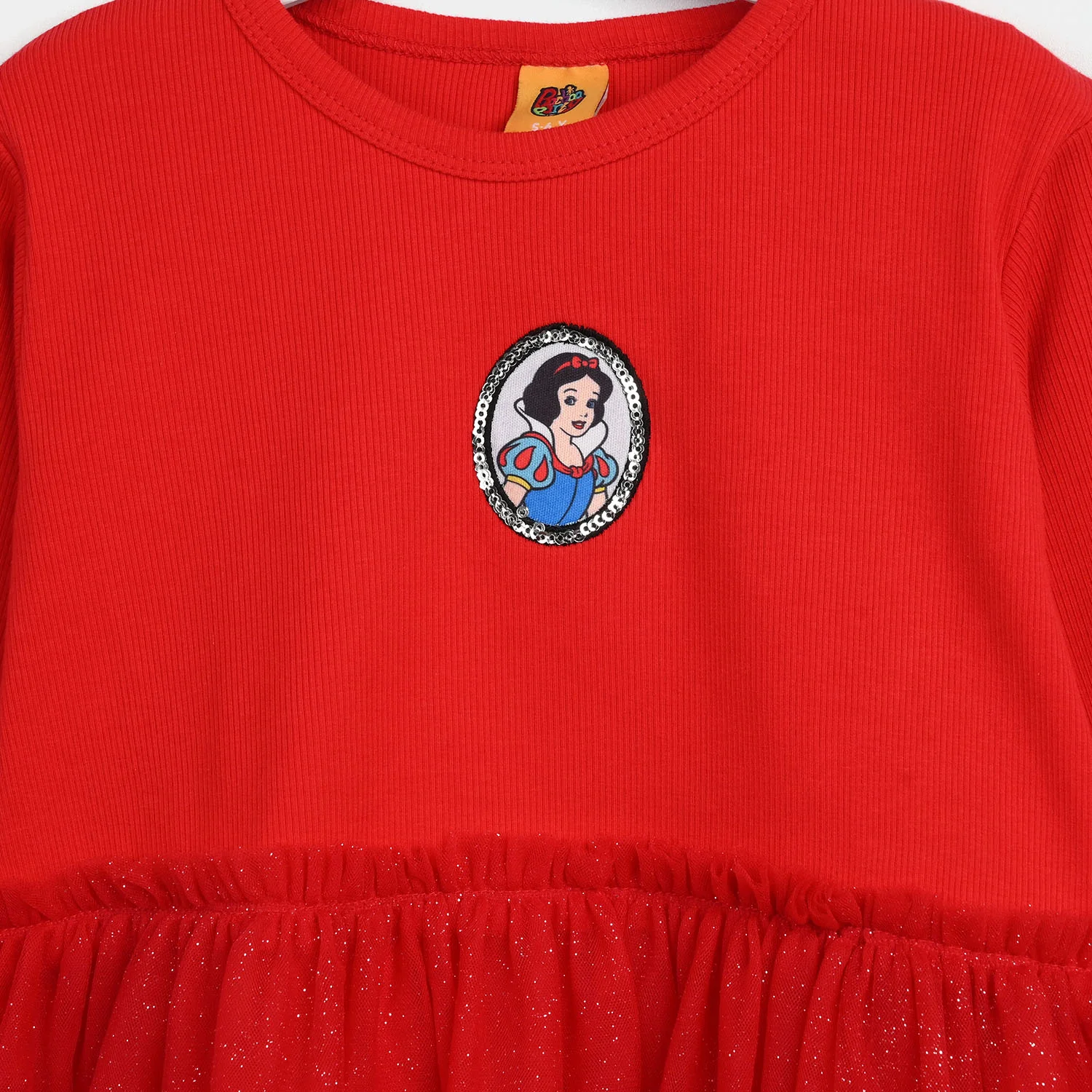 Girls Net Frock-Red - Image 2