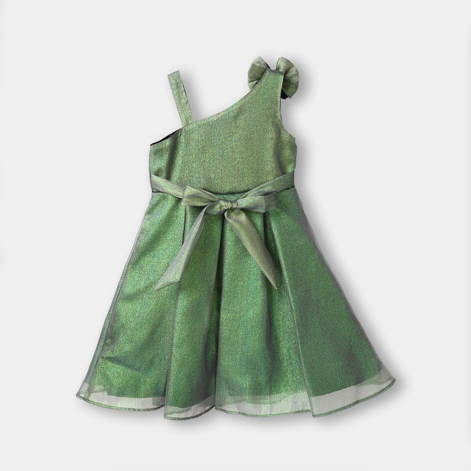 Girls Organza Fancy Frock (Bow) - Green - Image 11
