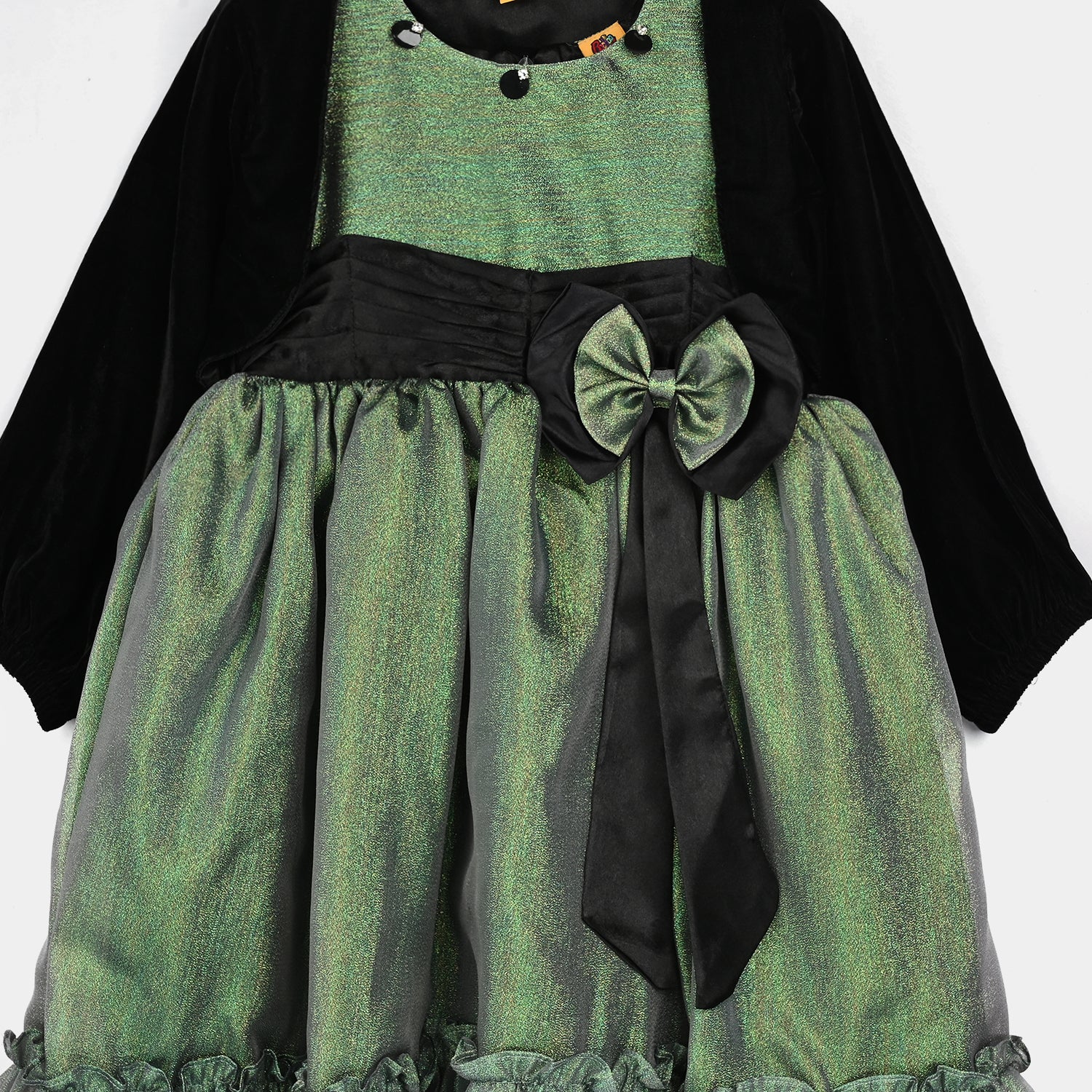 Girls Organza Fancy Frock - Green - Image 2