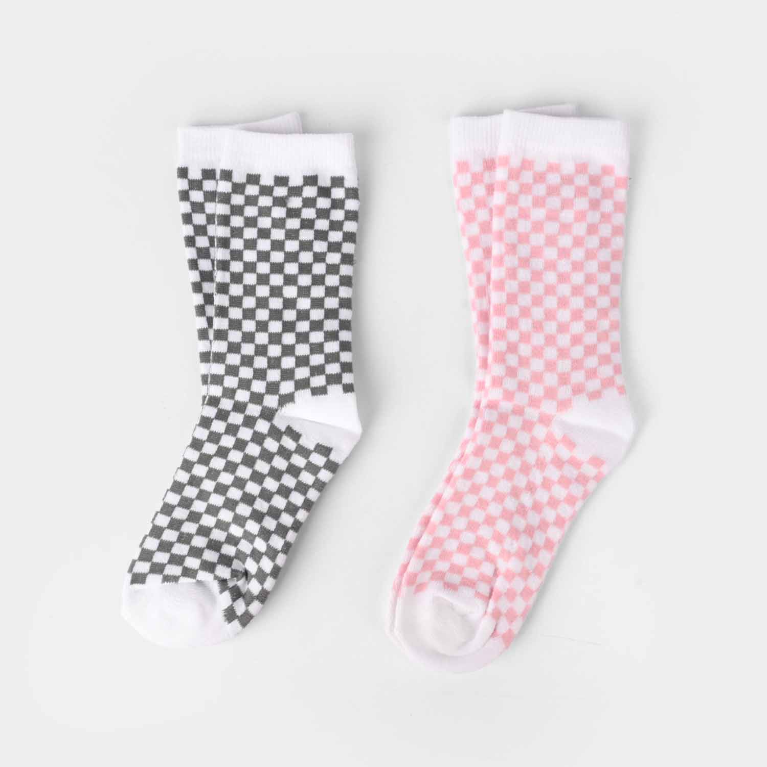 Girls Pack of 2 Socks Check