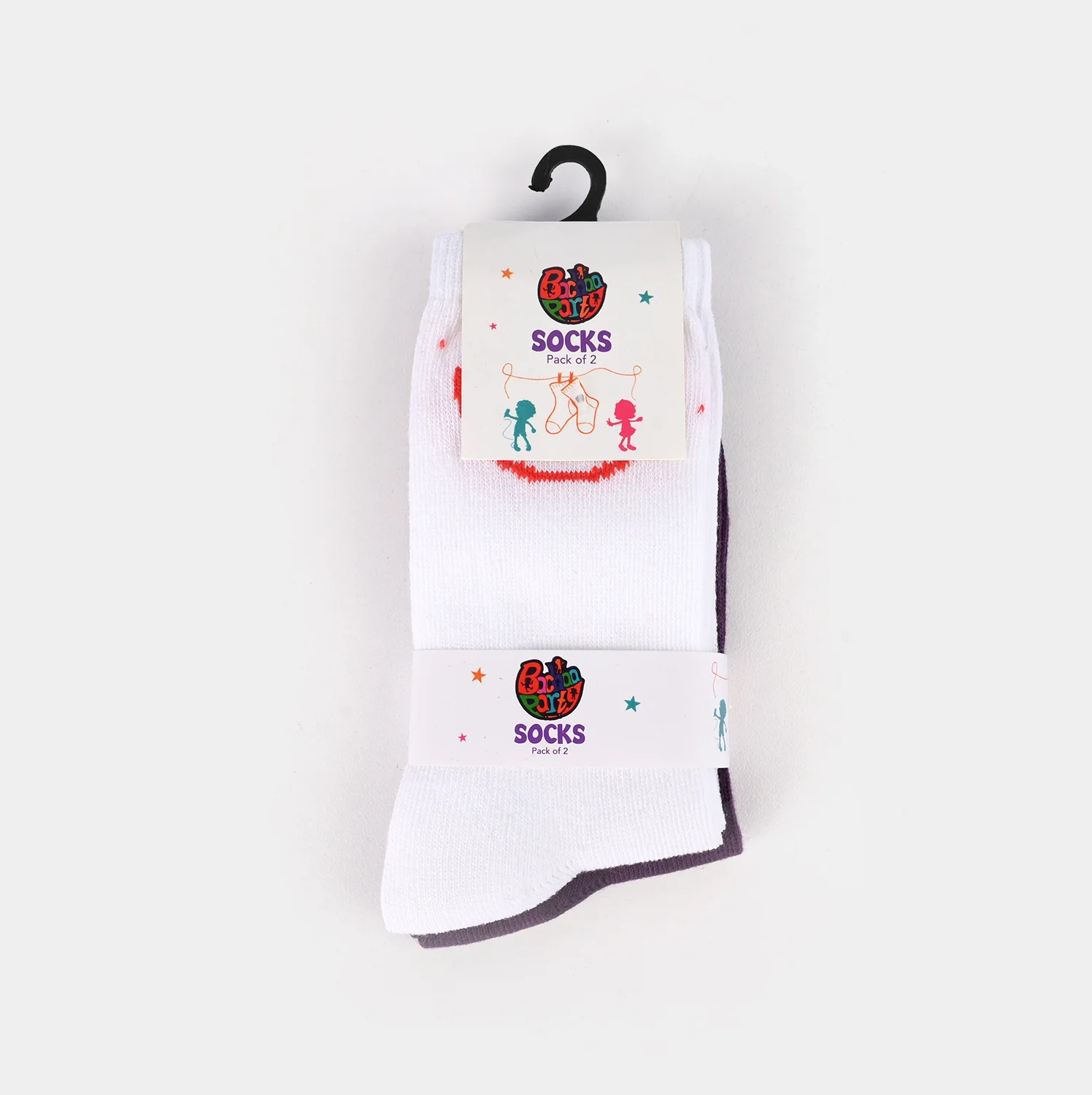 Girls Pack of 2 Socks Smile-White/Purple - Image 2