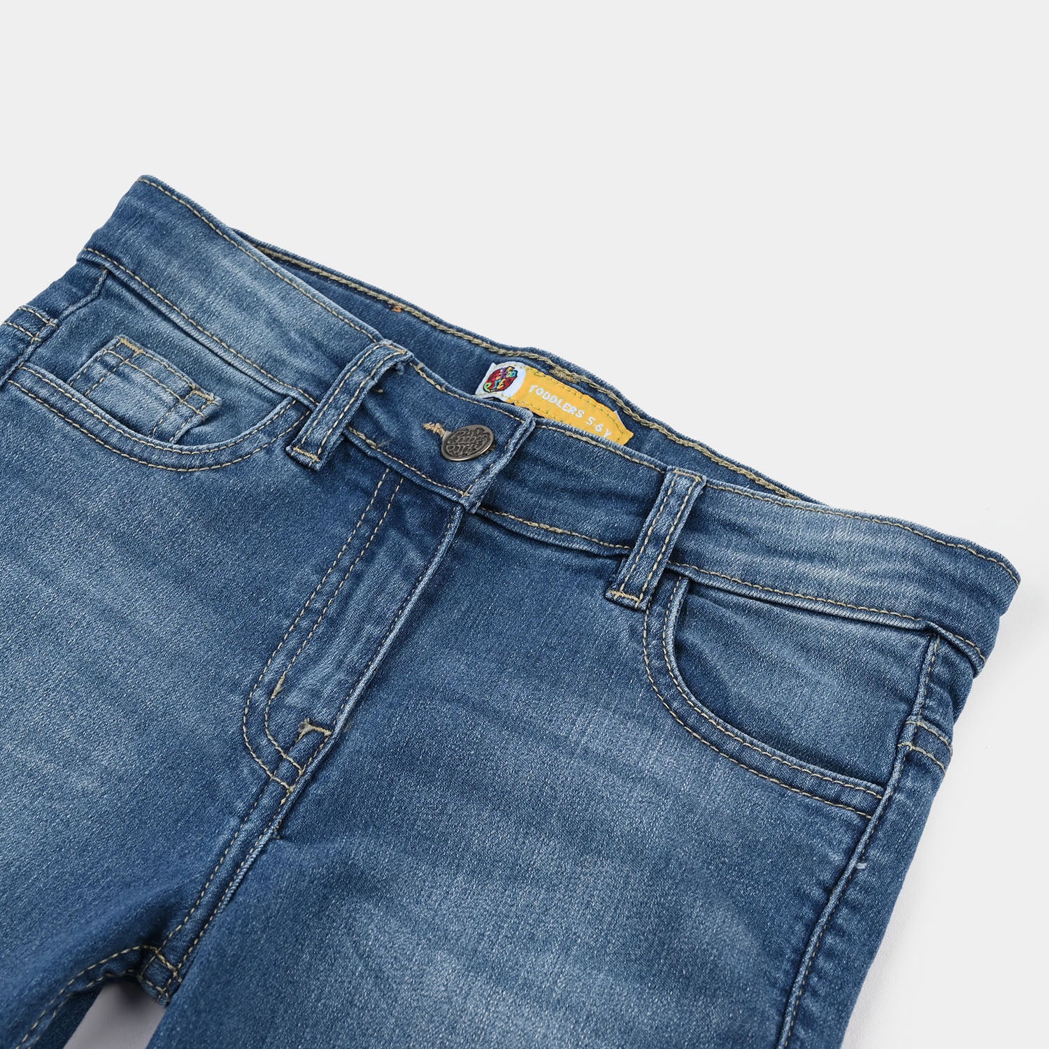 Girls Denim Rigid Pants Basic - Mid Blue - Image 2