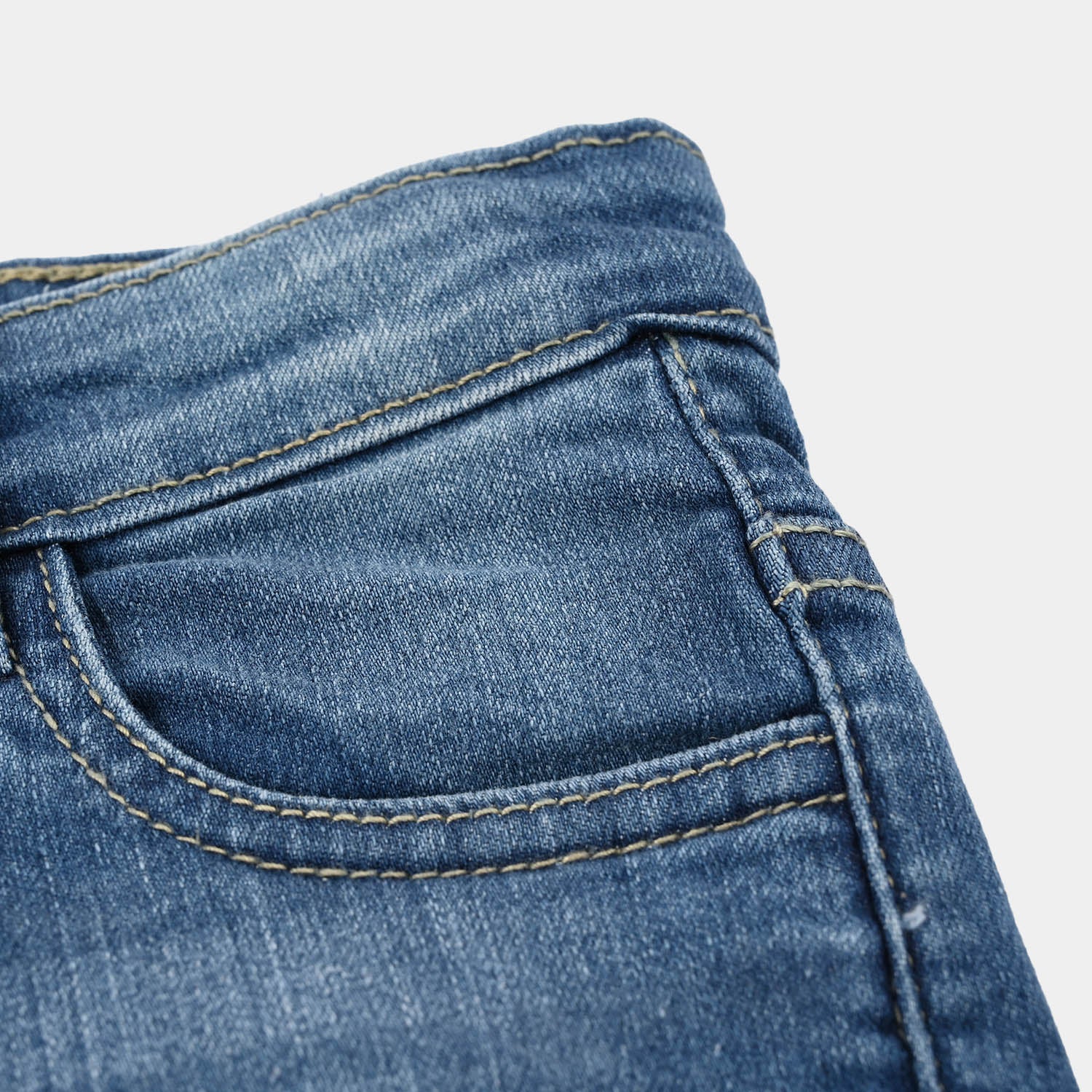 Girls Denim Rigid Pants Basic - Mid Blue - Image 3