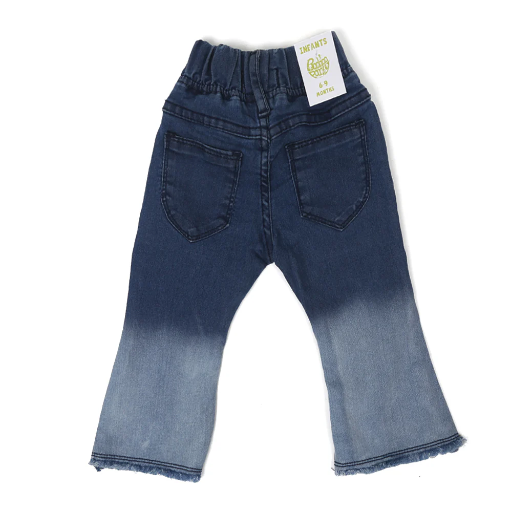 Girls Pant Denim Dip dye - Mid Blue - Image 3