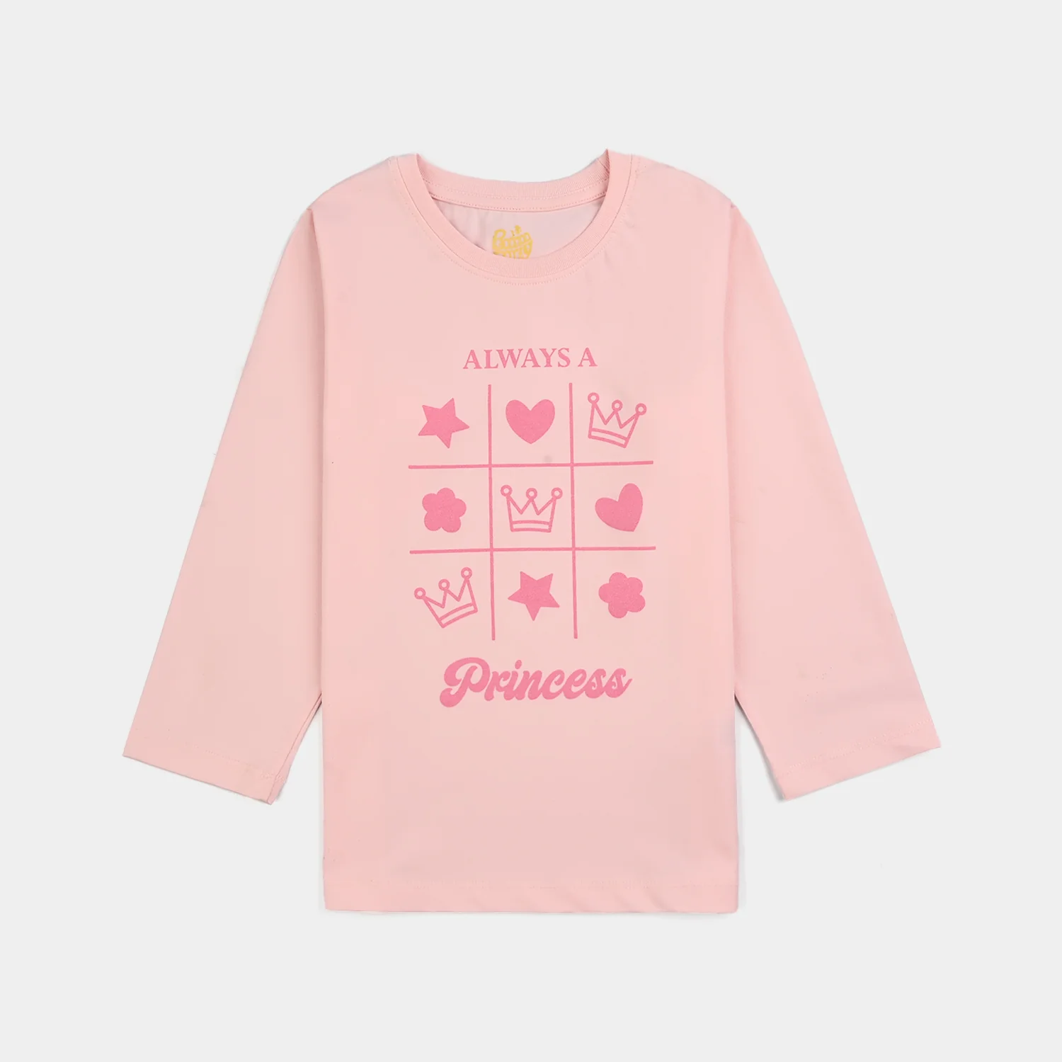 Girls Poly Cotton Jersey Night Suit ALWAYS A PRINCESS-Pink - Image 2