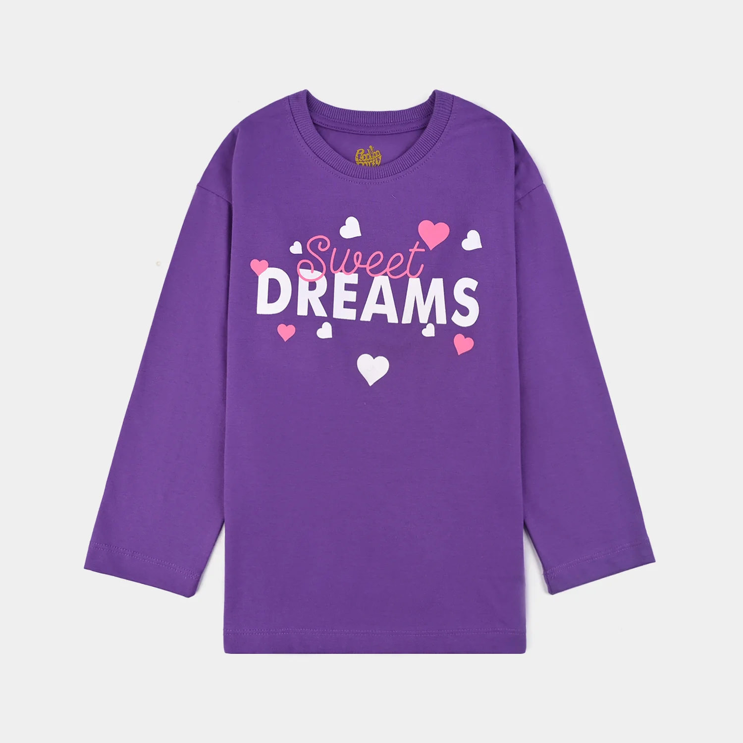 Girls Poly Cotton Jersey Night Suit SWEET DREAMS-Purple - Image 2