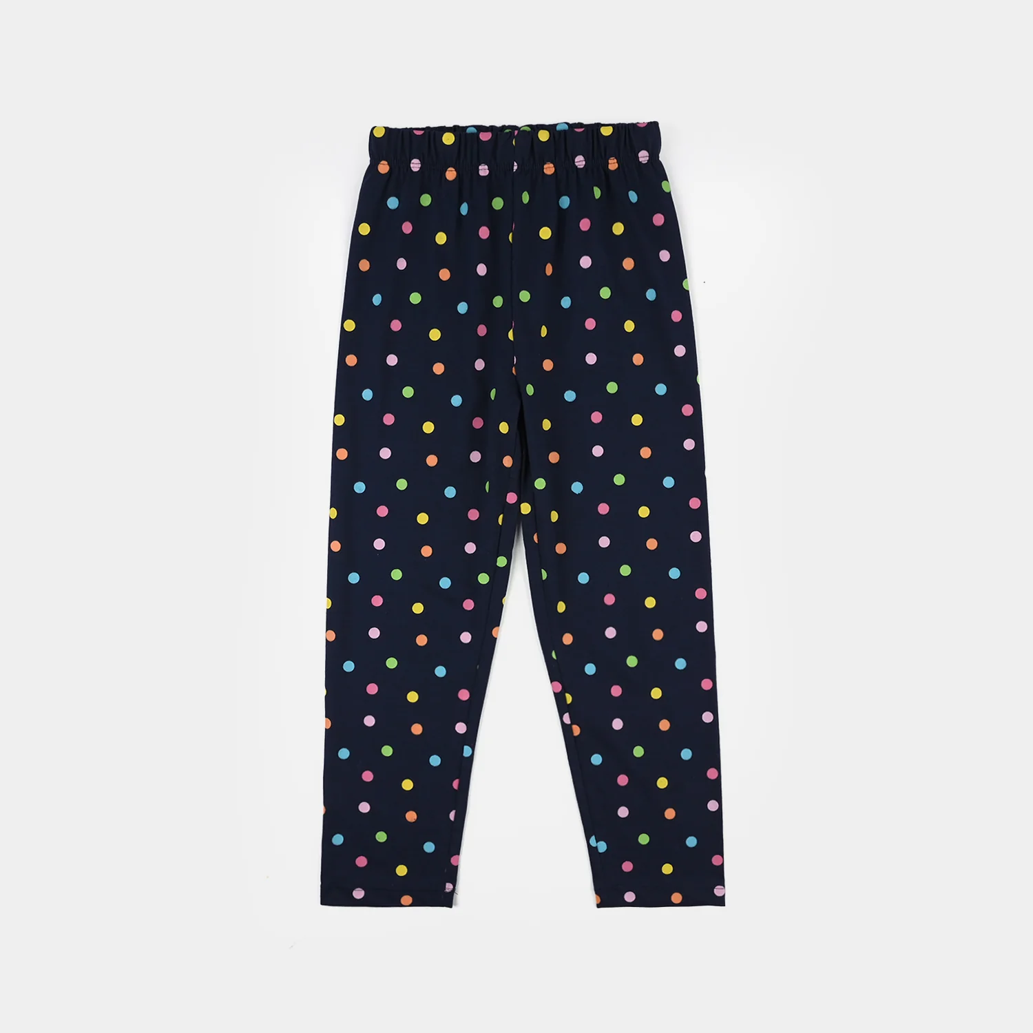 Girls PC Jersey Night Suit (Polka Dots) - Navy Blue - Image 5