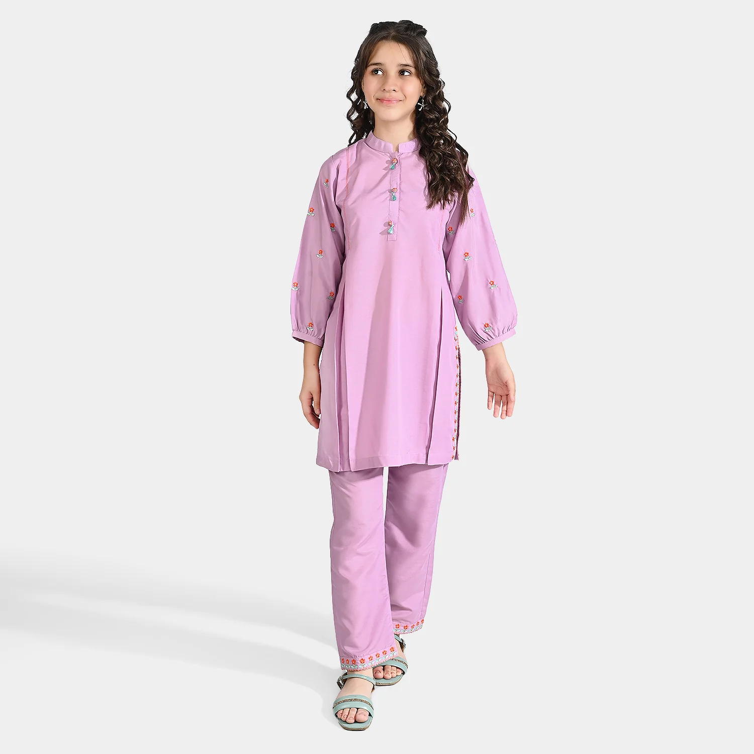 Girls poly cambric Emb 2 Pcs Suit - Image 4