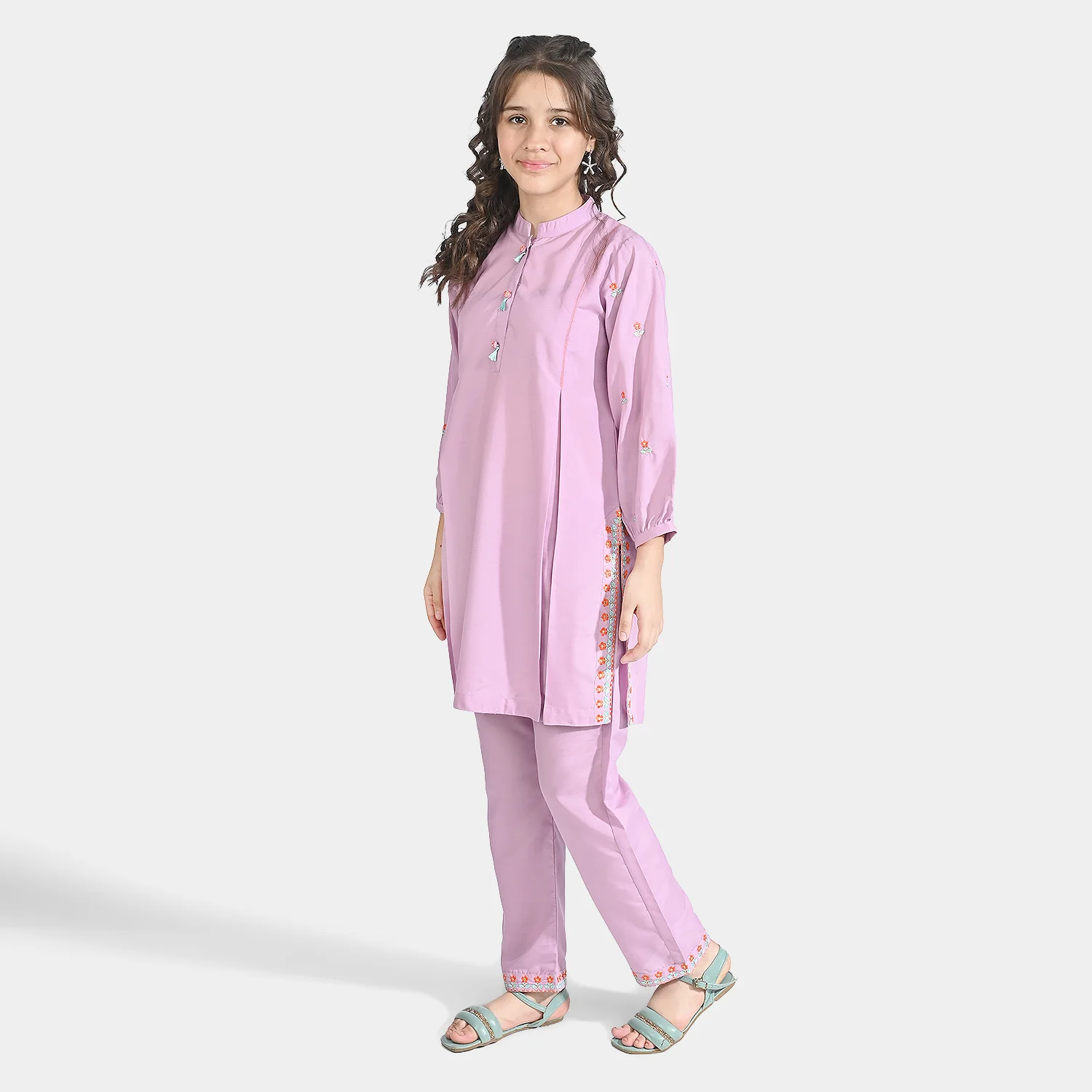 Girls poly cambric Emb 2 Pcs Suit - Image 5