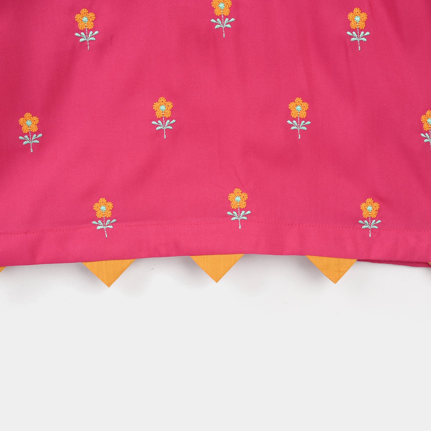 Girls Poly Cambric Embroidered Kurti Pari Noor - Shocking Pink - Image 7