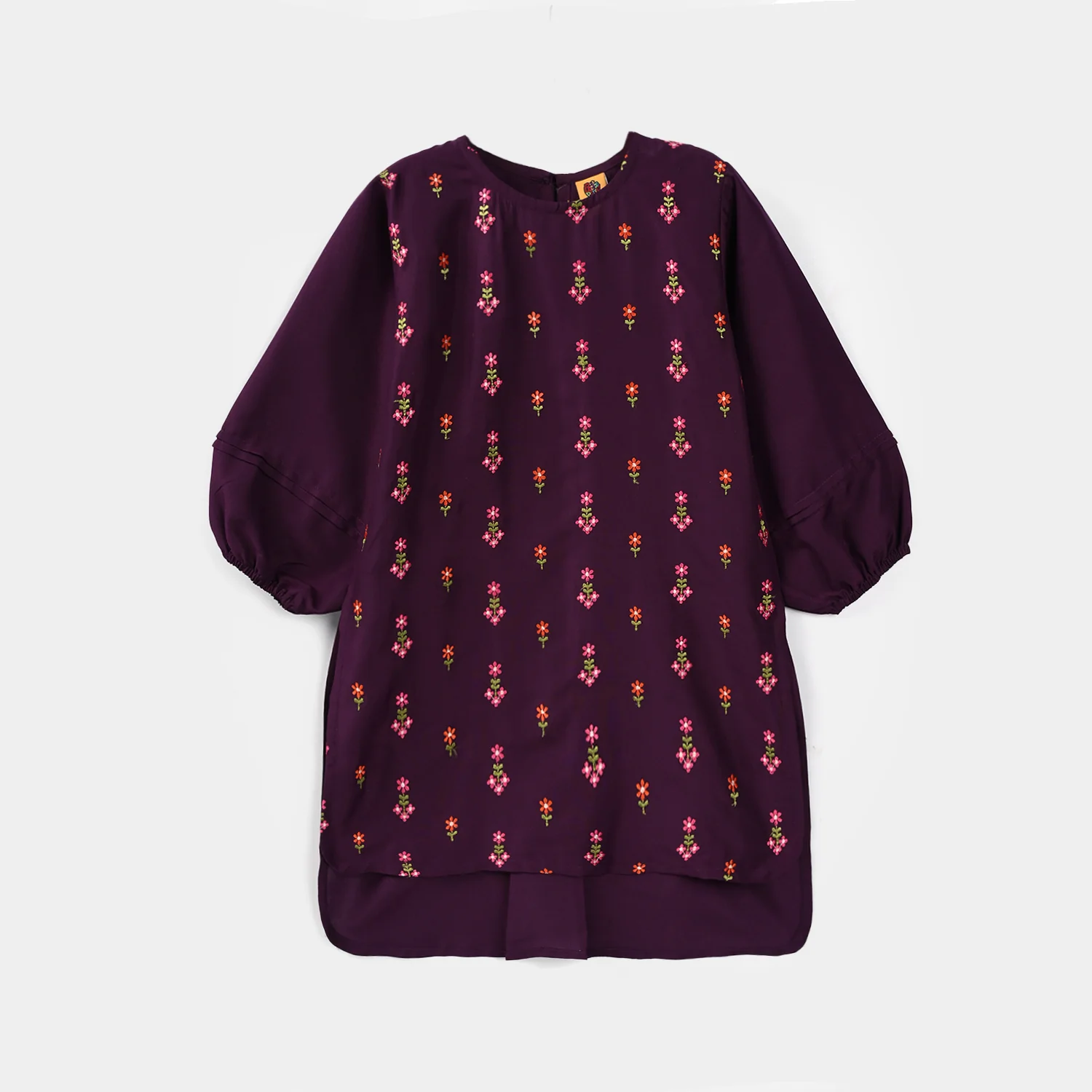 Girls Poly Cambric Embroidered Kurti – Purple - Image 7