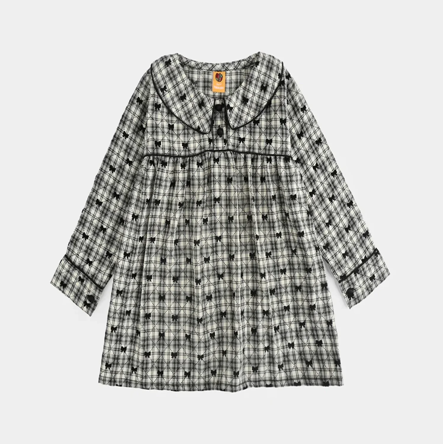 Girls Poly Cotton Casual Top Black Bow-Multi
