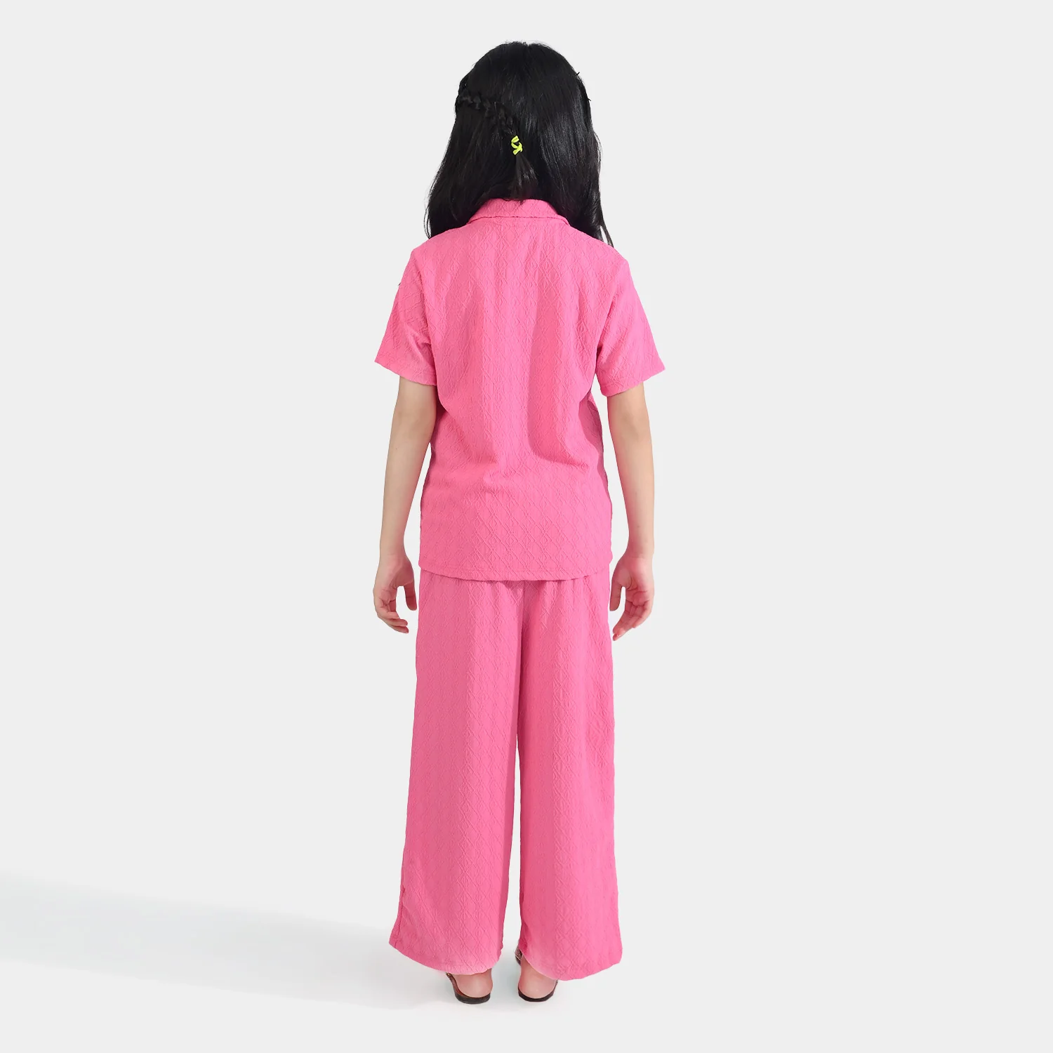 Girls Poly Crinkle 2 Piece Suit More Self Love - Pink - Image 6