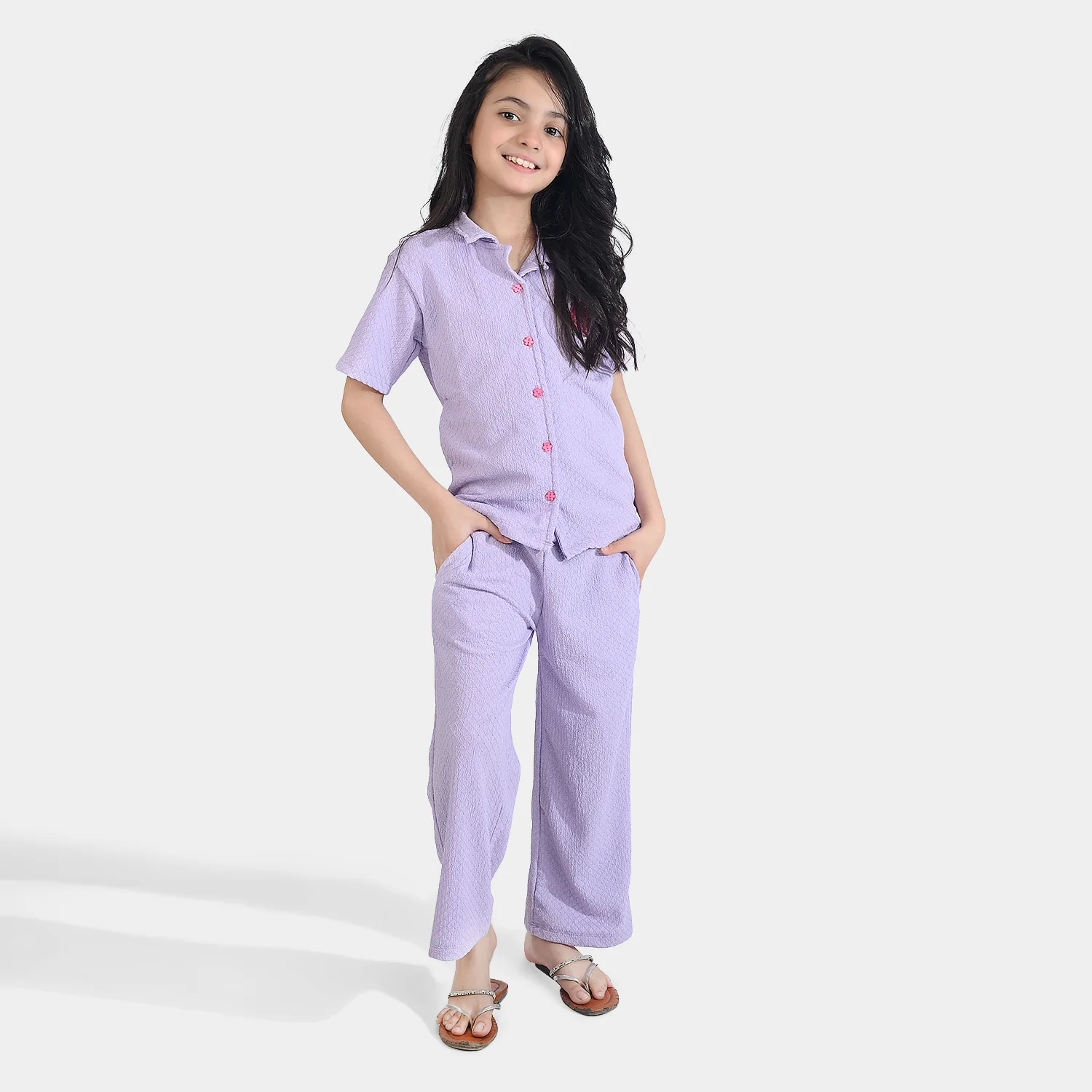Girls Poly Crinkle 2 Piece Suit Pink Promise - LAVENDER - Image 3